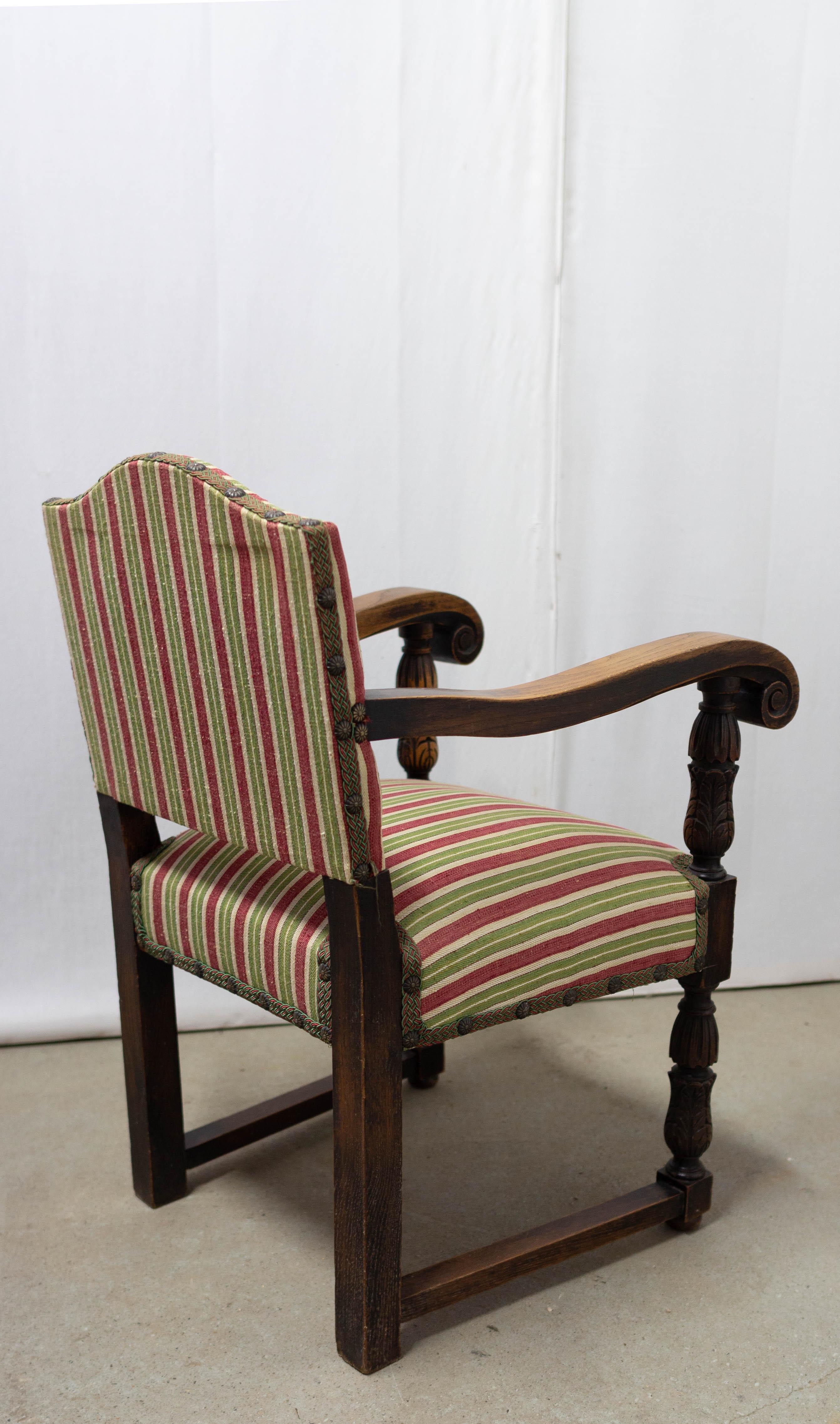 Pair of Spanish Armchairs Chestnut Midcentury For Sale 2