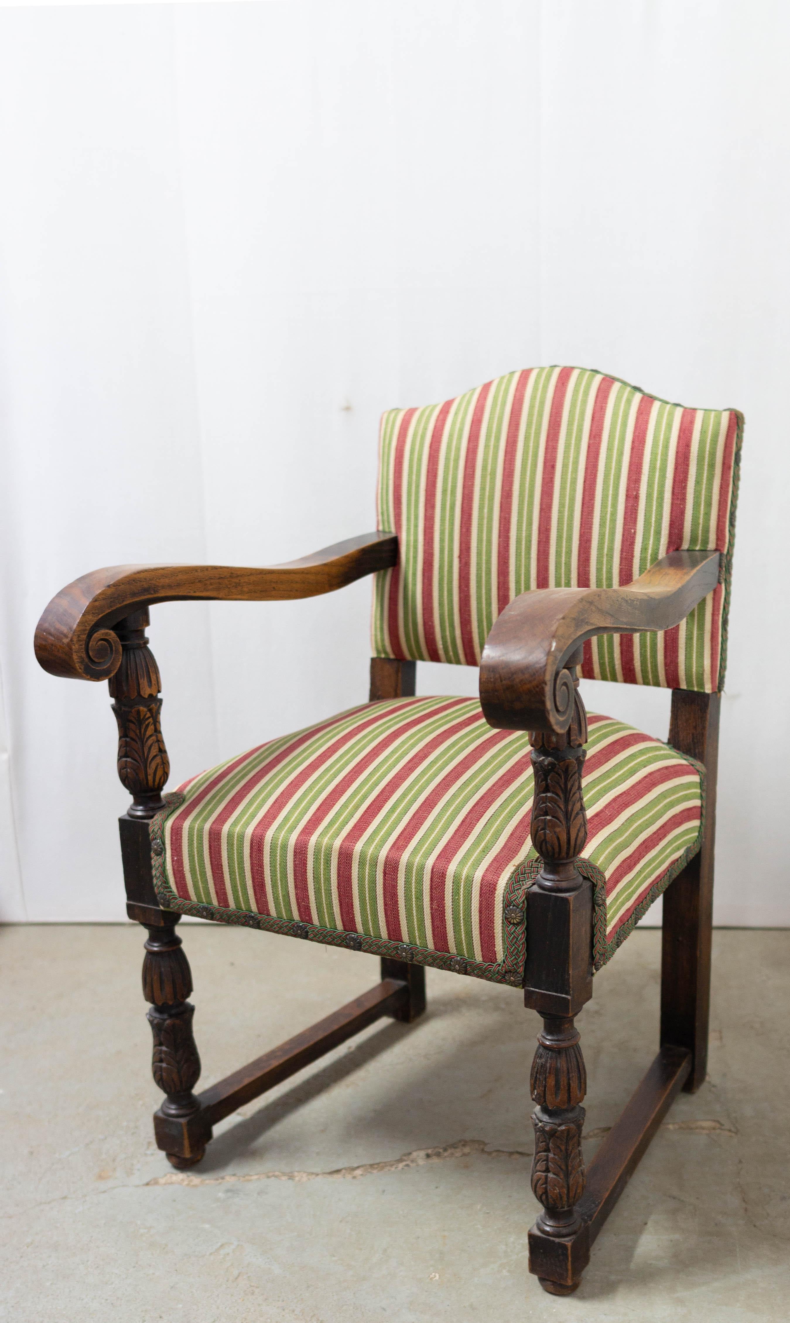 Pair of Spanish Armchairs Chestnut Midcentury For Sale 3