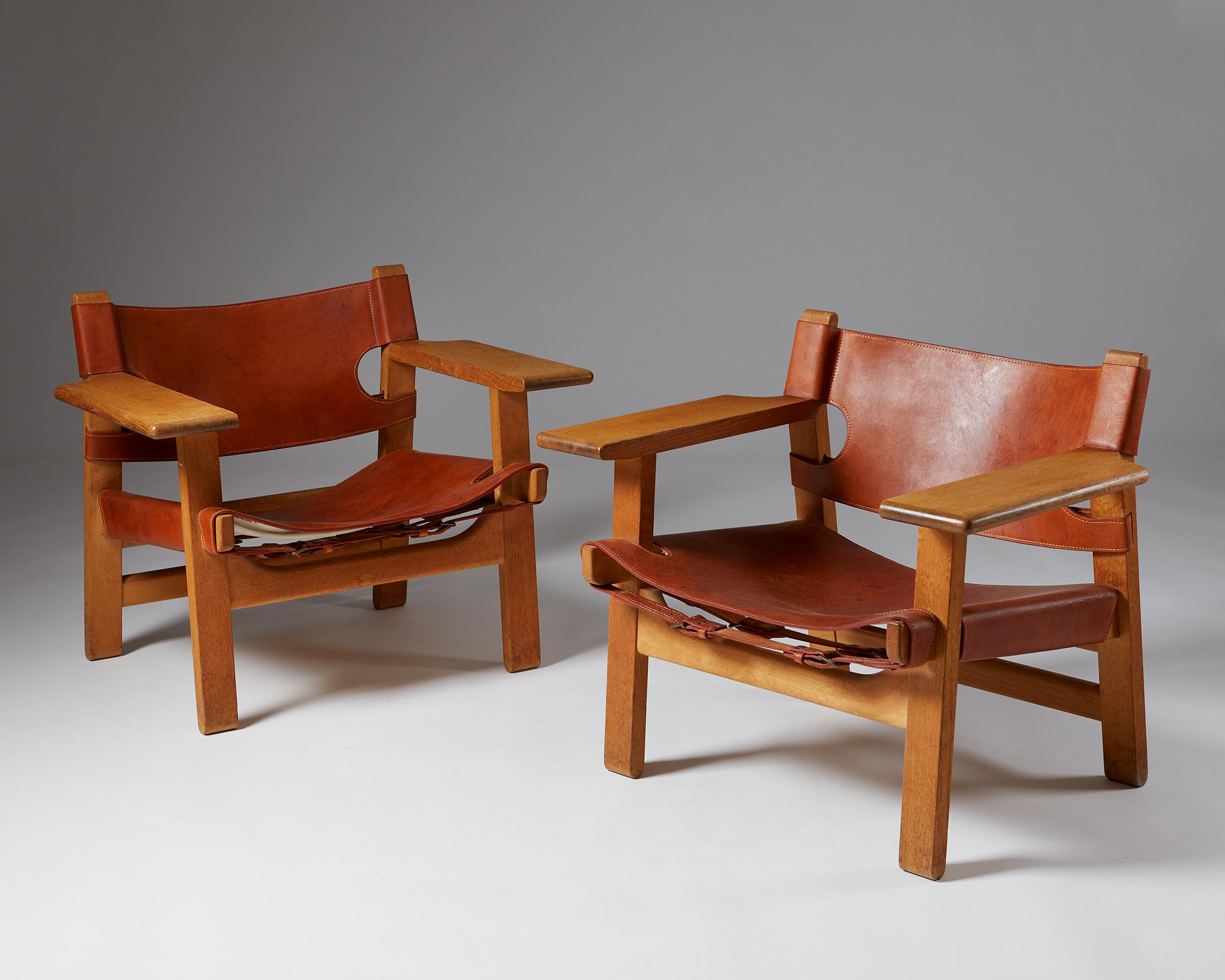 Mid-Century Modern Pair of “Spanish” Armchairs Designed by Börge Mogensen