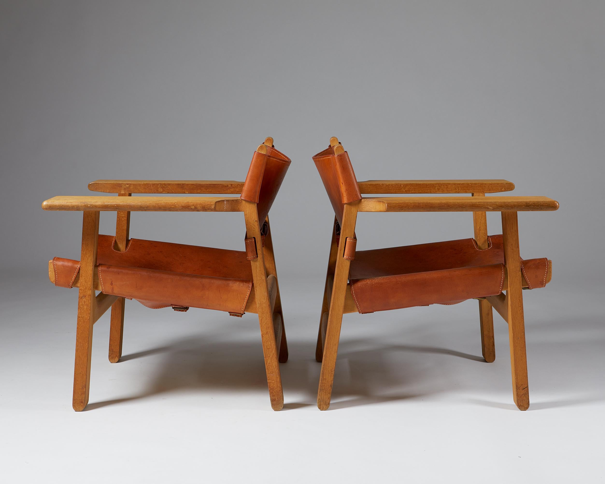 Mid-20th Century Pair of “Spanish” Armchairs Designed by Börge Mogensen