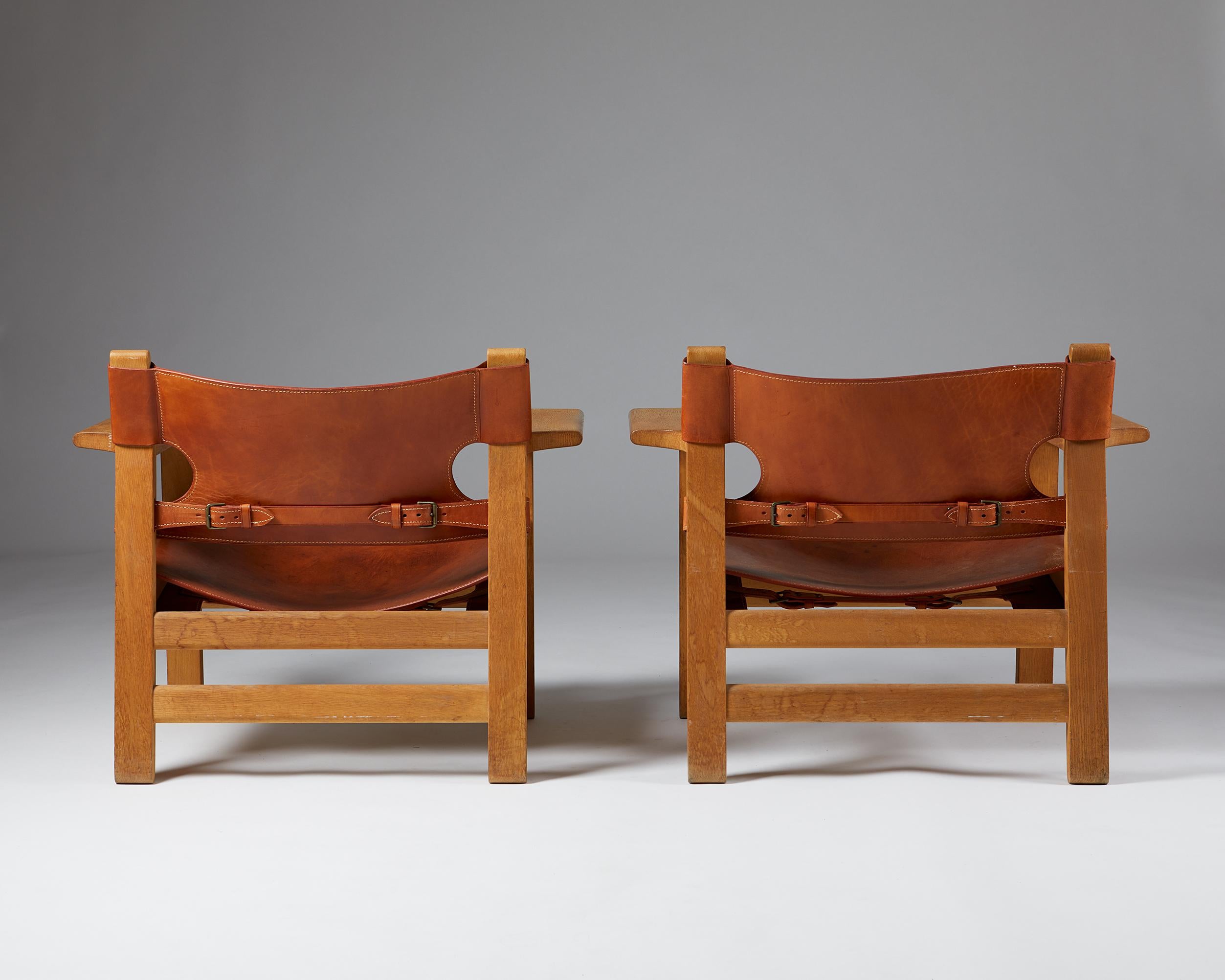Leather Pair of “Spanish” Armchairs Designed by Börge Mogensen