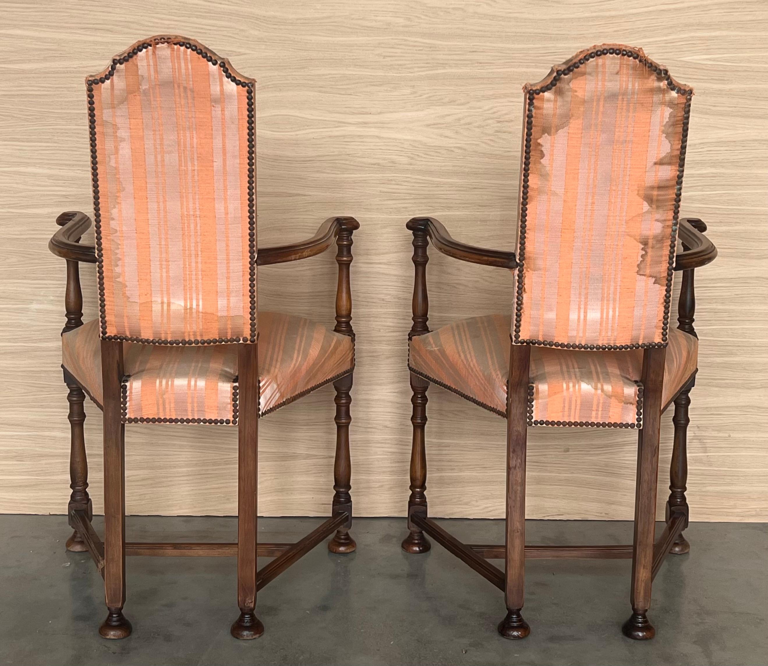 Pair of Spanish Armchairs with High Back signed by Valenti For Sale 2