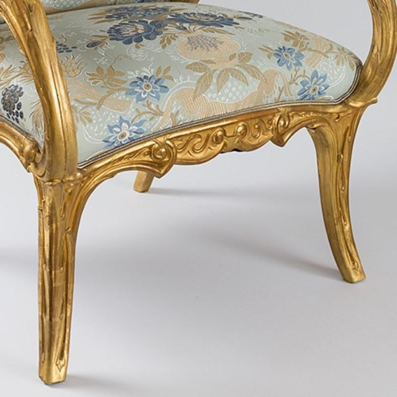 Gilt Pair of Spanish Art Nouveau Armchairs by Joan Busquets