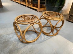 Pair of Spanish Bamboo and Rattan Stools