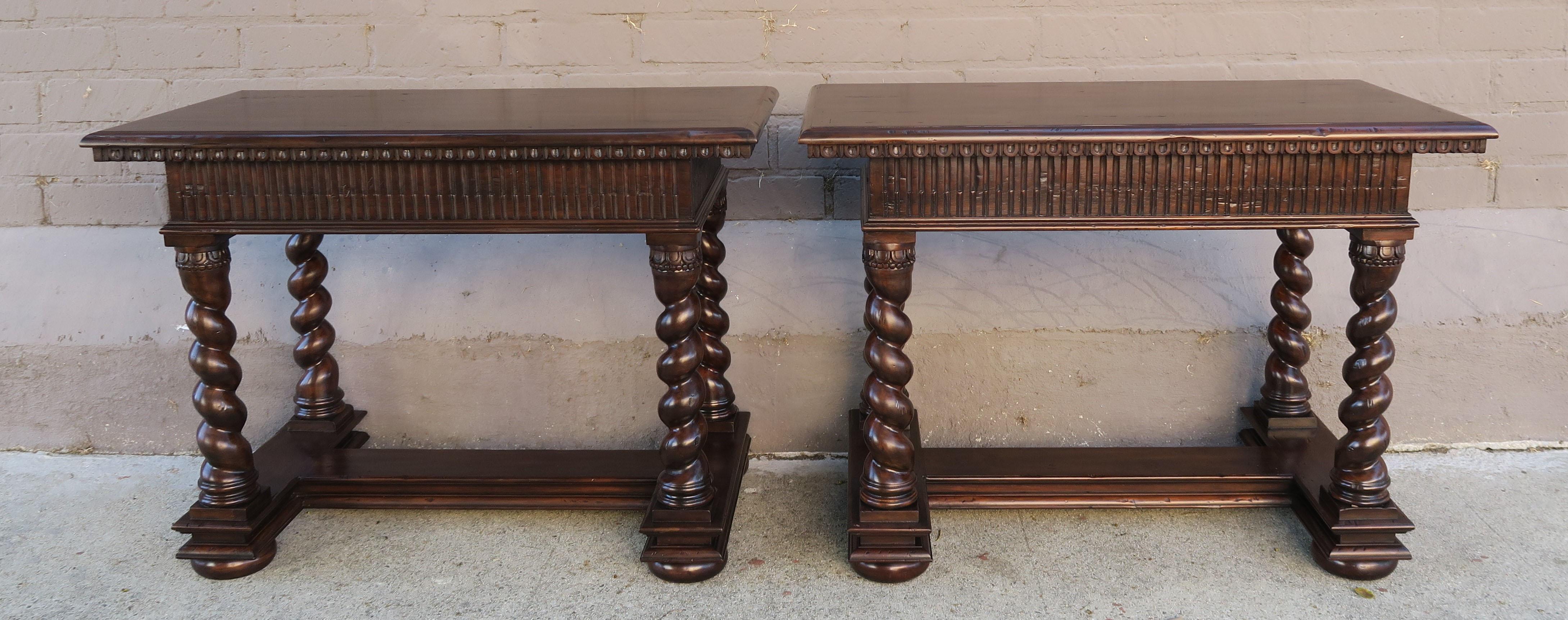 Pair of Spanish Baroque Style Bedside Tables with Drawers 5