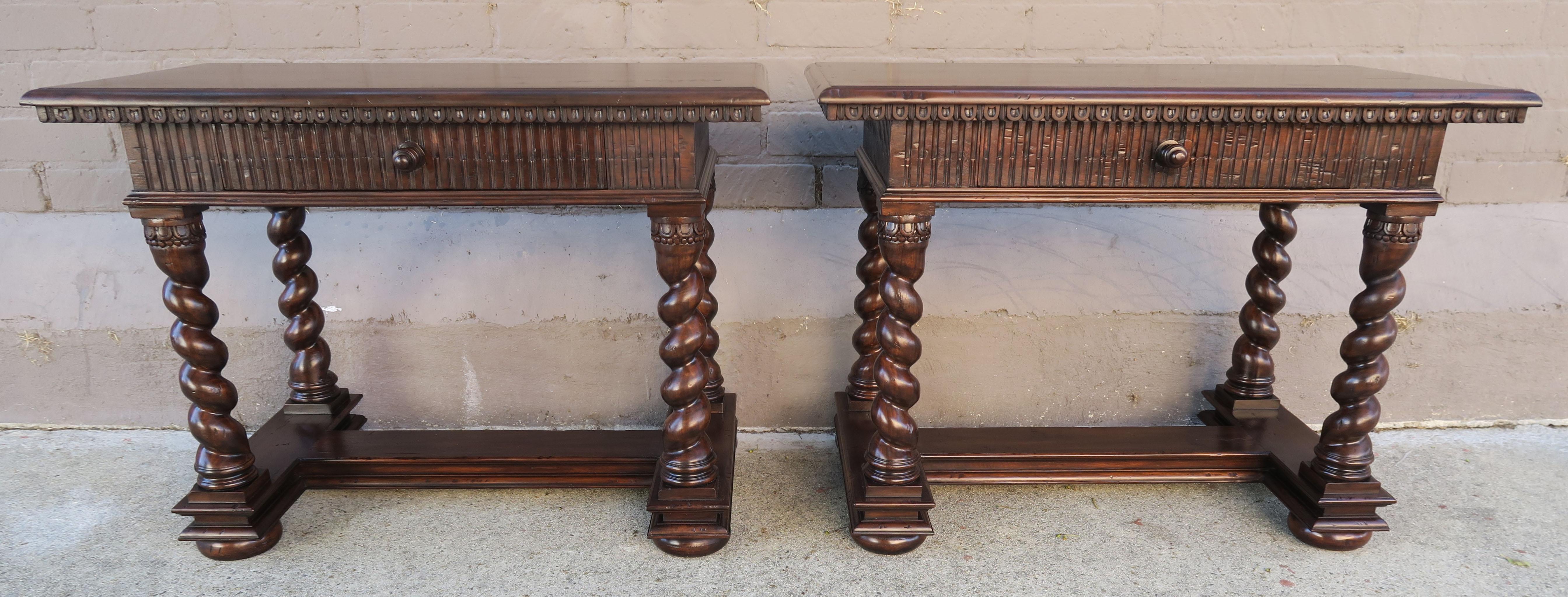 Pair of Spanish Baroque Style Bedside Tables with Drawers 6