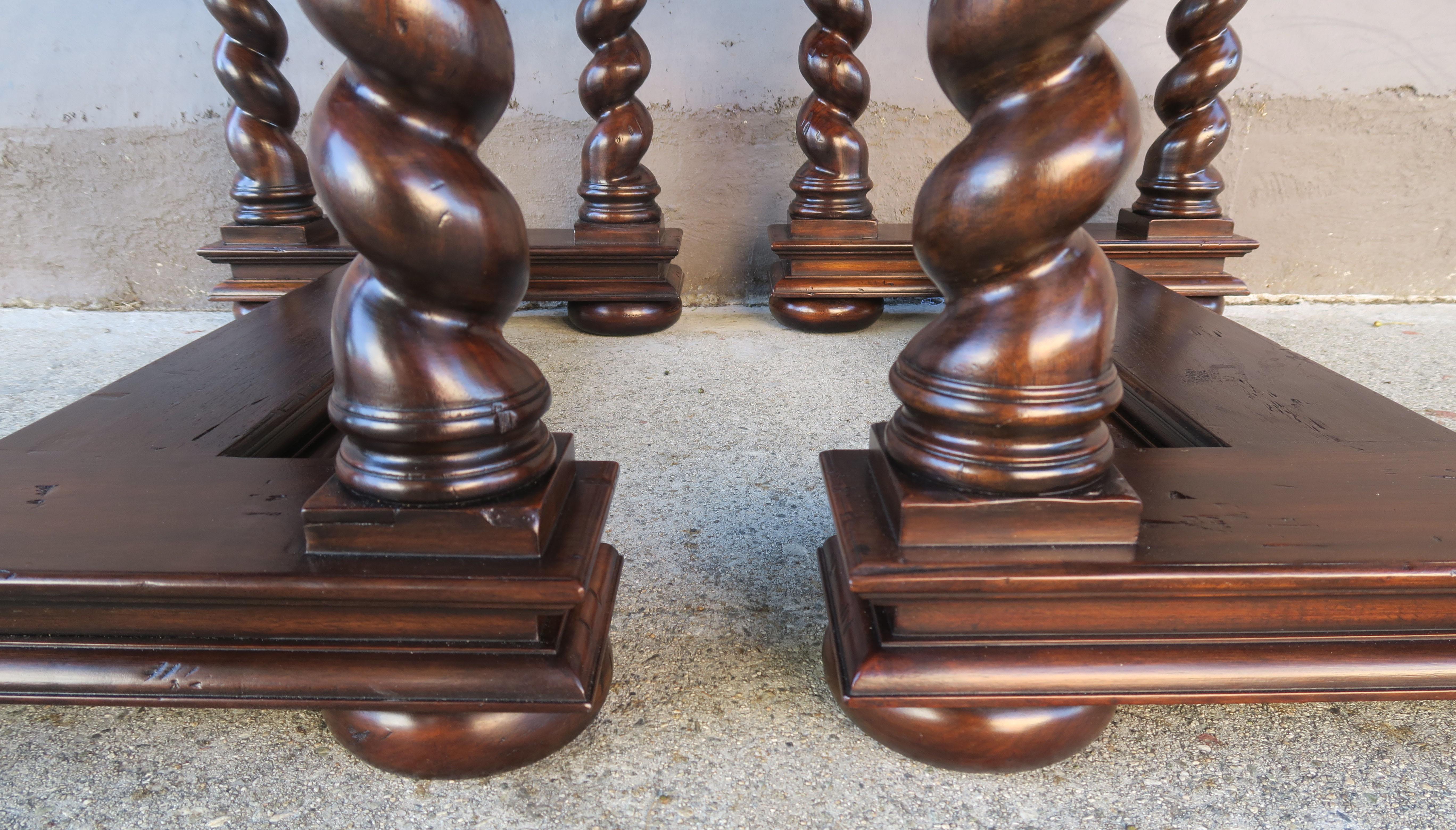 Walnut Pair of Spanish Baroque Style Bedside Tables with Drawers