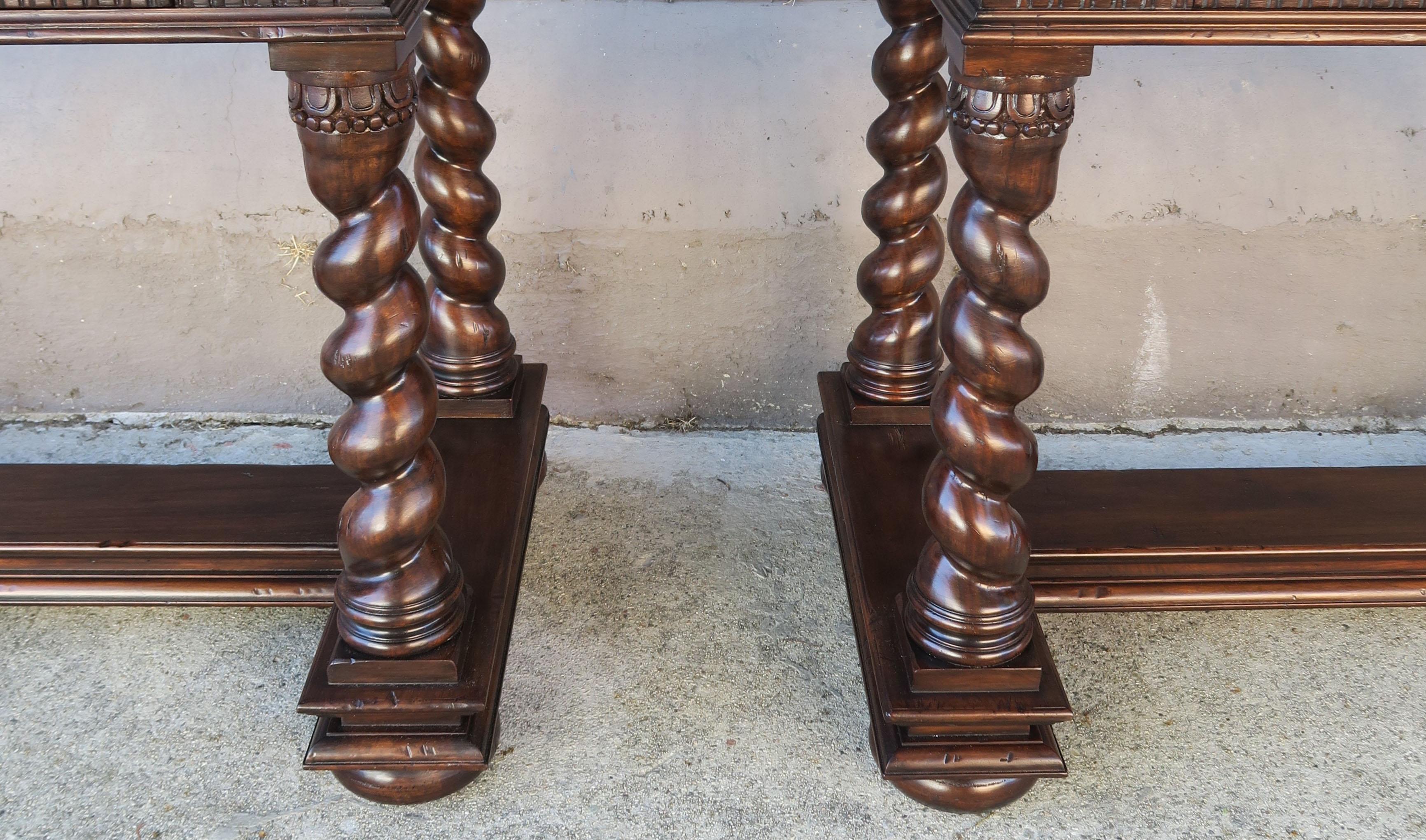 Pair of Spanish Baroque Style Bedside Tables with Drawers 1