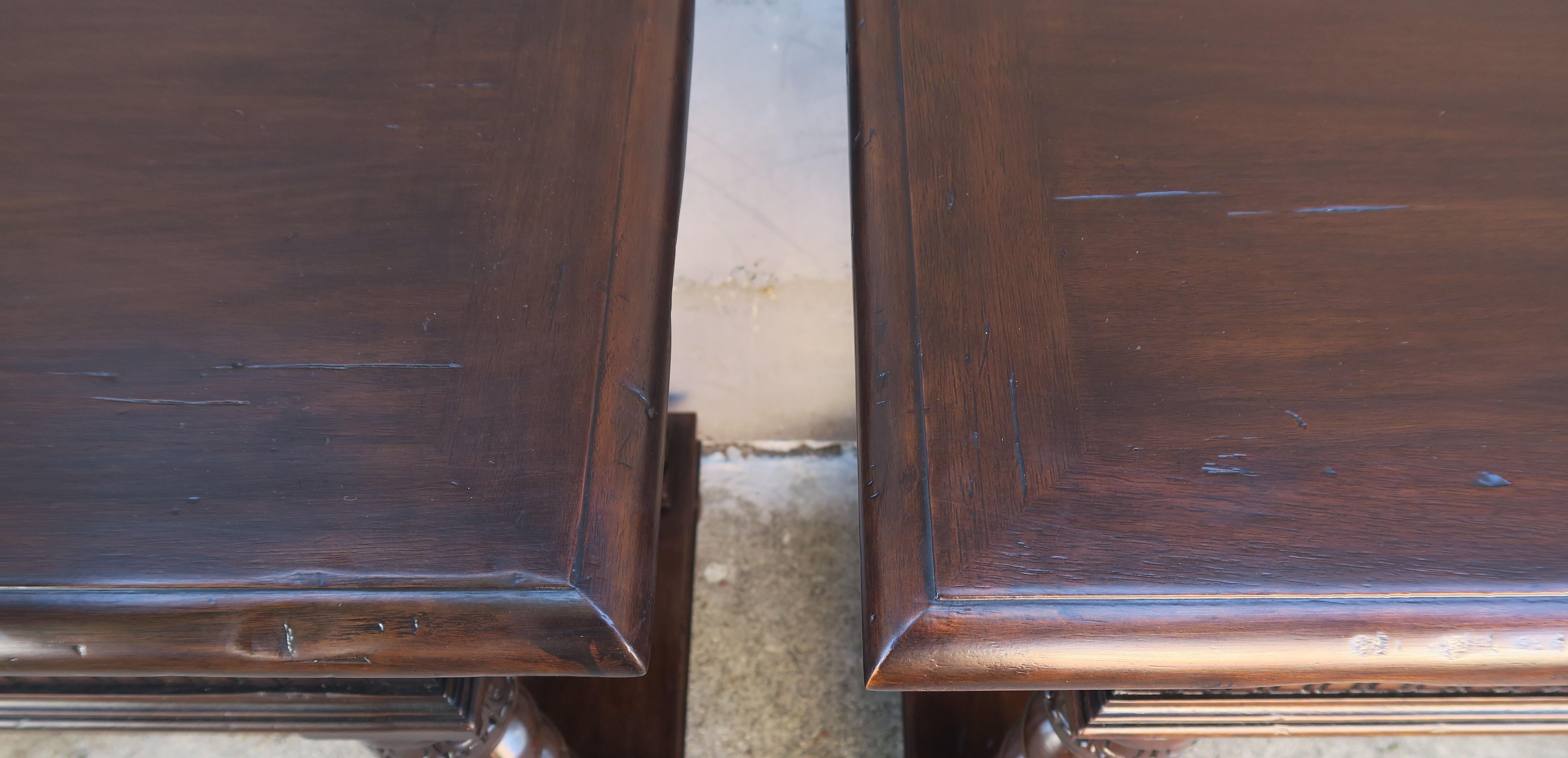 Pair of Spanish Baroque Style Bedside Tables with Drawers 2
