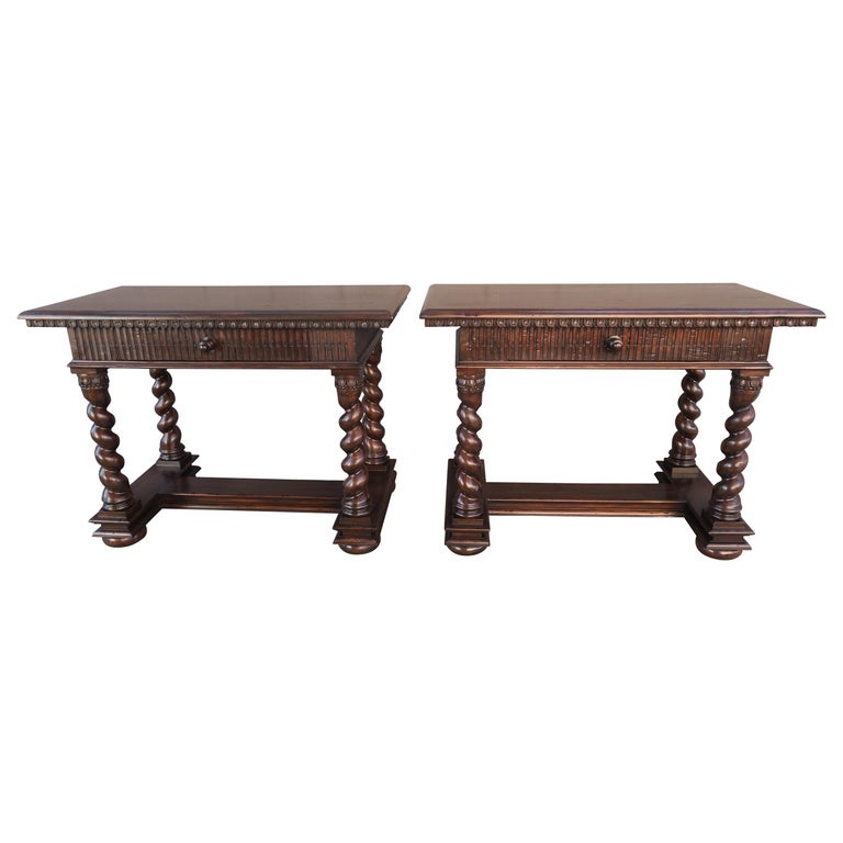 Pair of Spanish Baroque Style Bedside Tables with Drawers at 1stDibs
