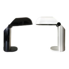 Spanish Pair of Black and white "Bambina" Table Lamps by Fase, 1980s