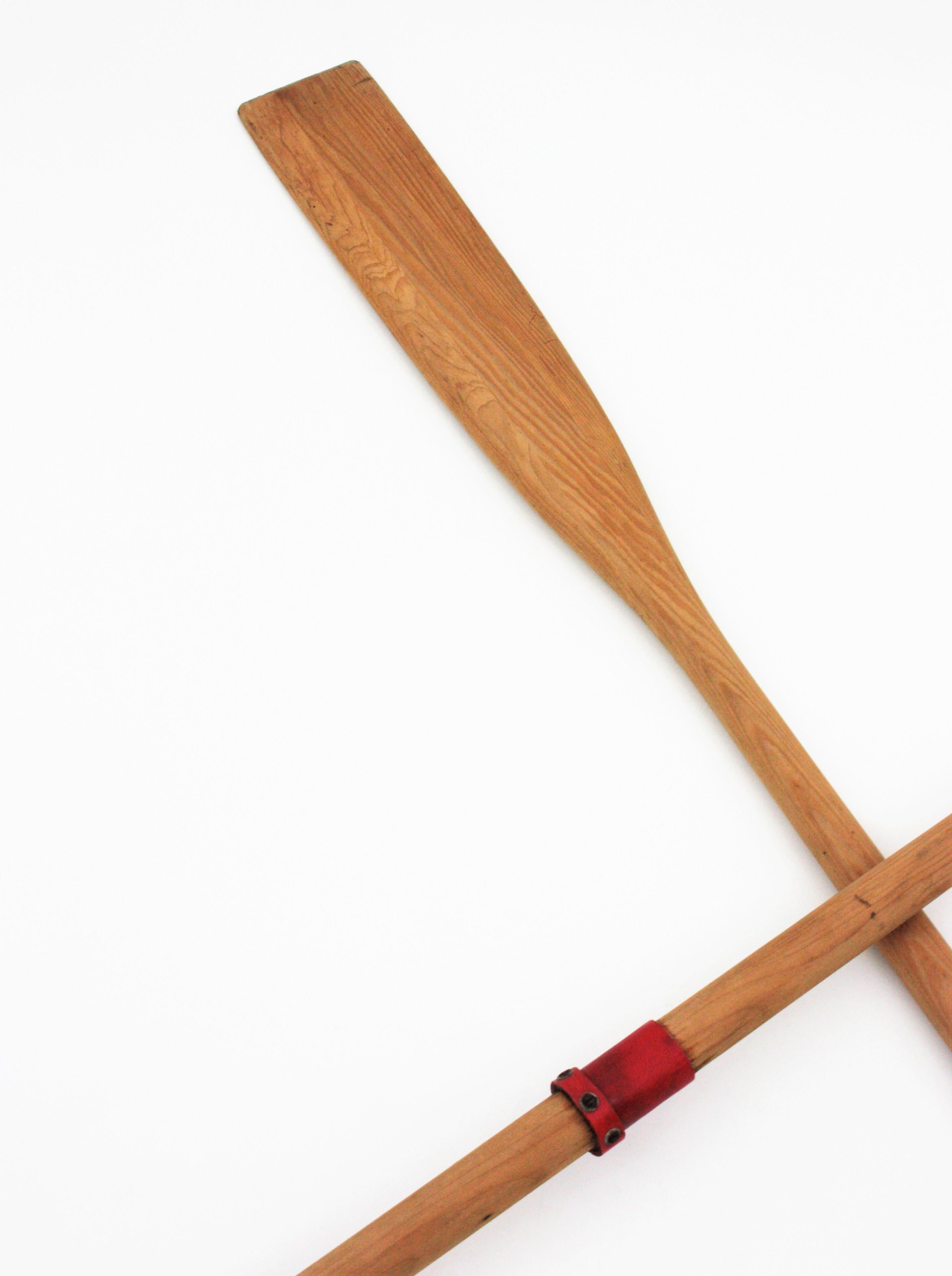 20th Century Pair of Spanish Boat Oars or Wooden Paddles