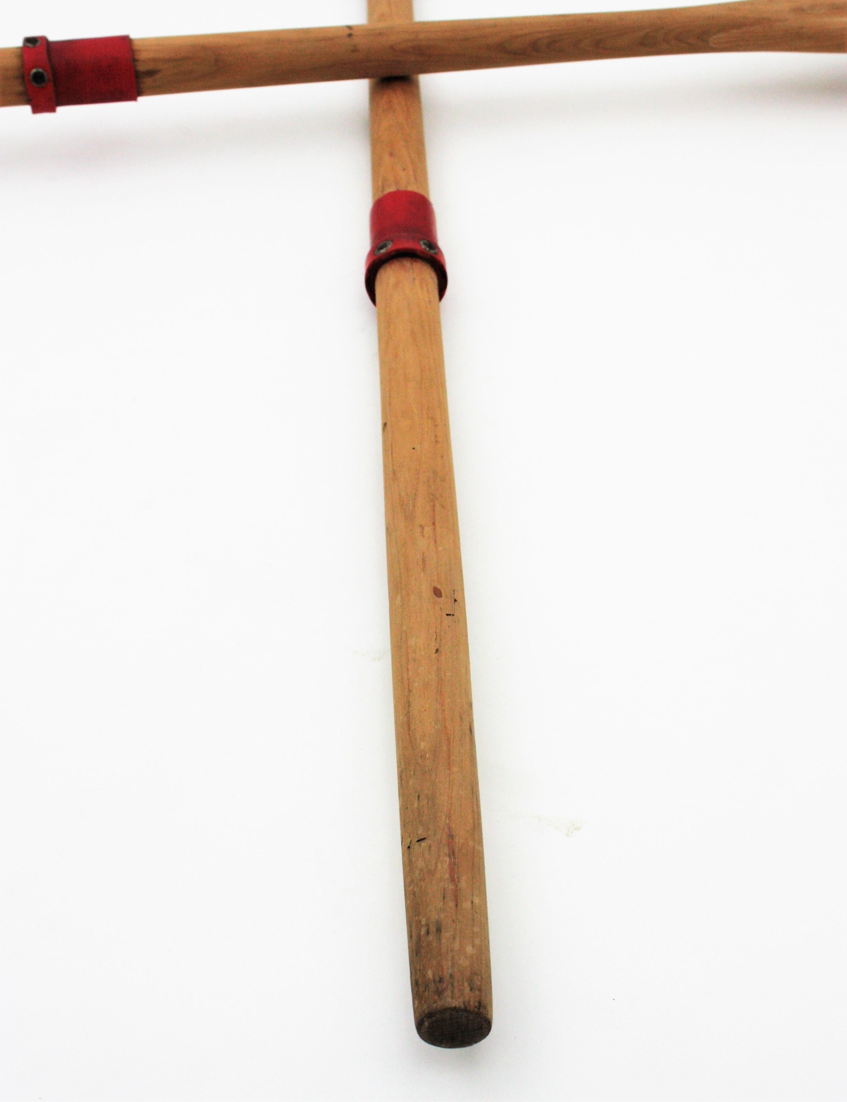 Acrylic Pair of Spanish Boat Oars or Wooden Paddles