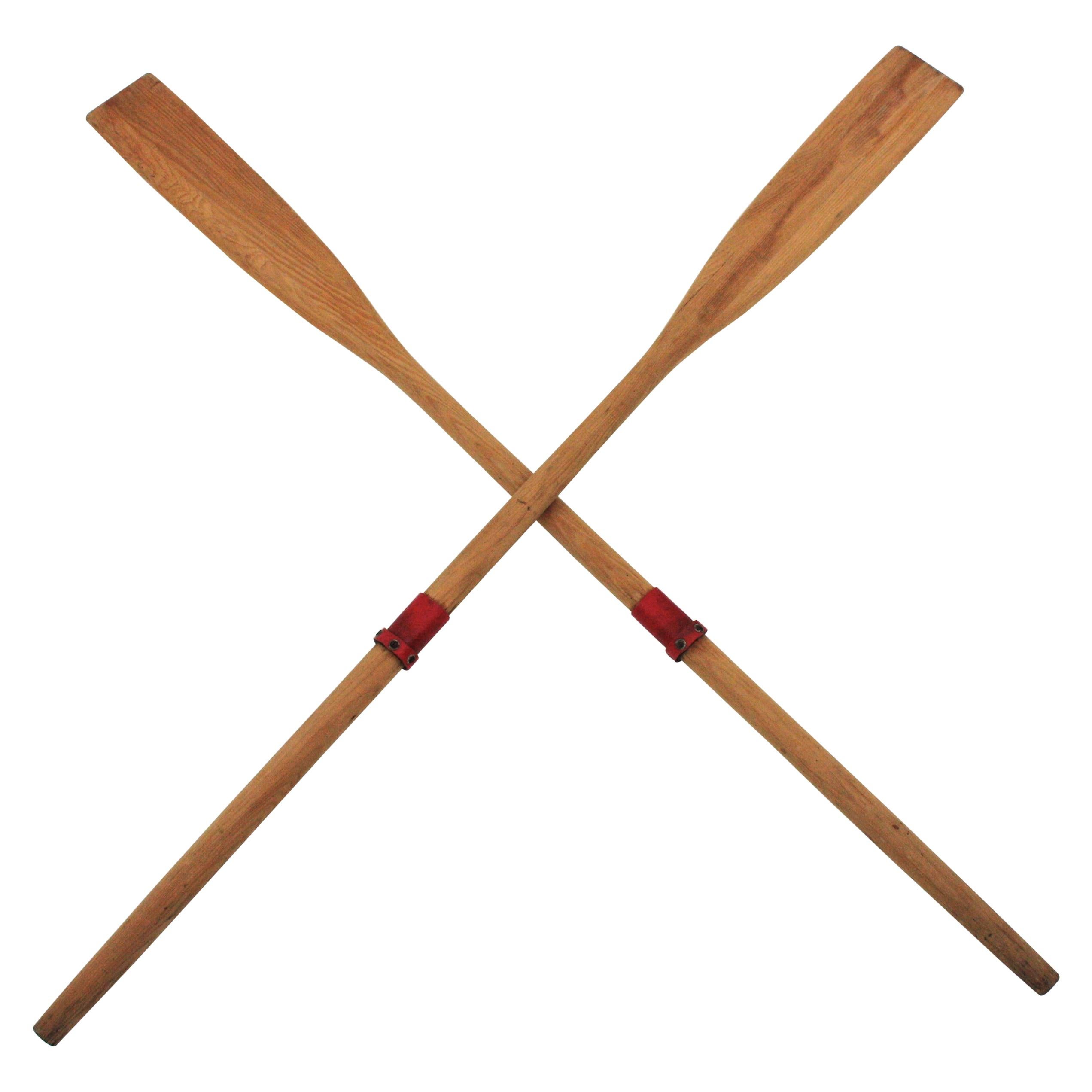 Pair of Spanish Boat Oars or Wooden Paddles