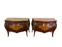 Pair of Spanish Bombe Chests with Portuguese Marble Tops