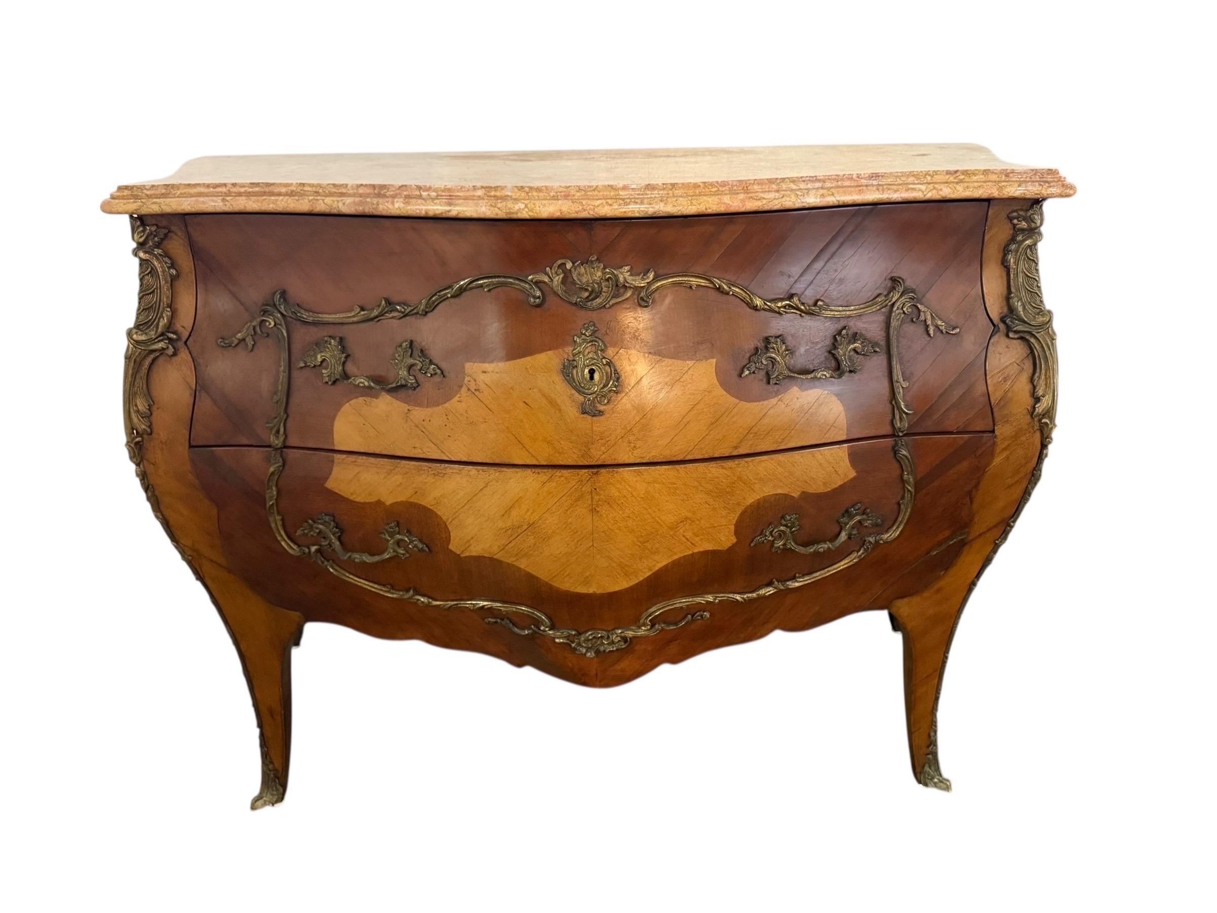 Rococo Pair of Spanish Bombe Chests with Portuguese Marble Tops For Sale