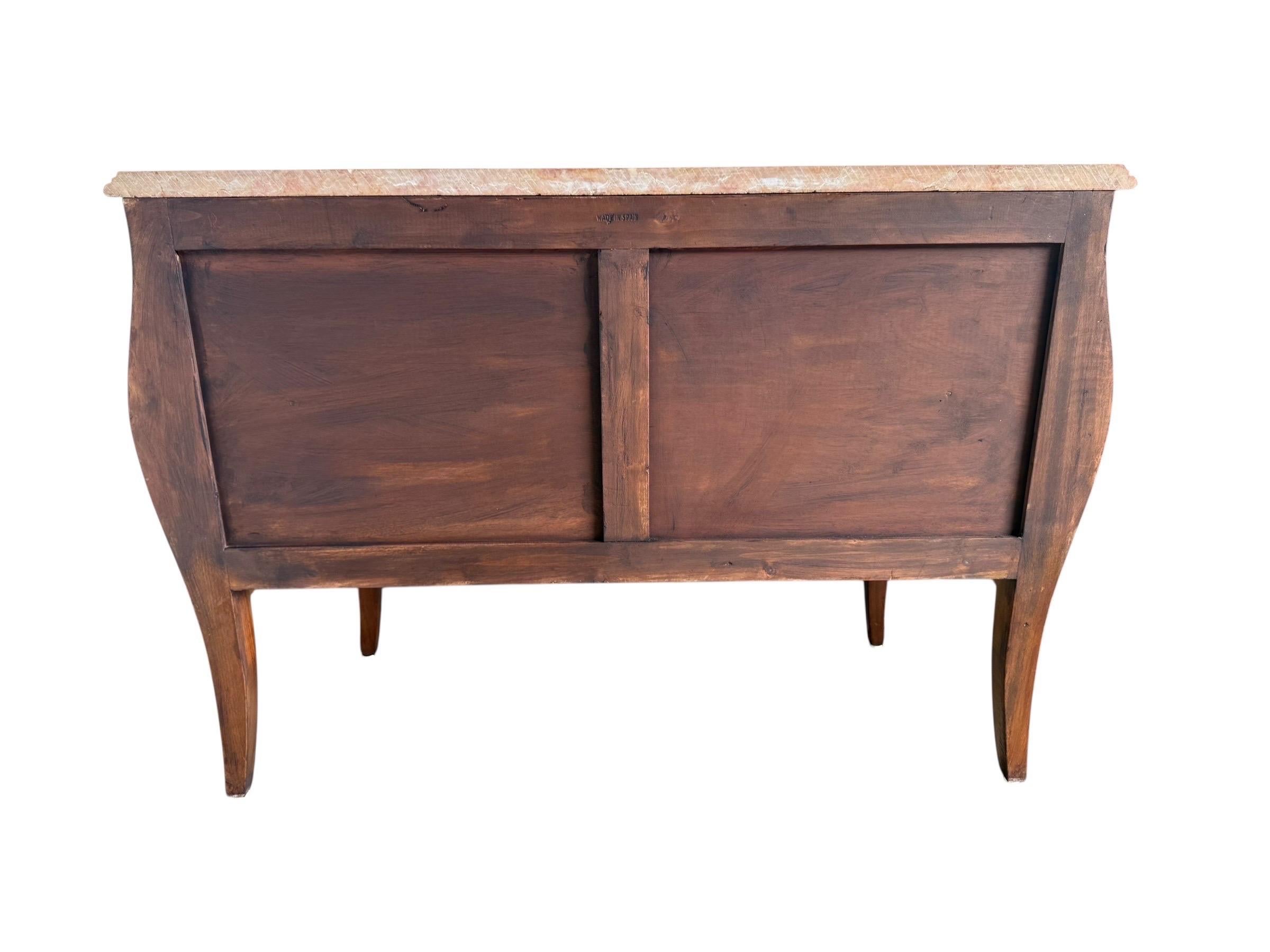 20th Century Pair of Spanish Bombe Chests with Portuguese Marble Tops For Sale