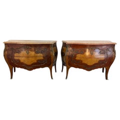 Pair of Spanish Bombe Chests with Portuguese Marble Tops