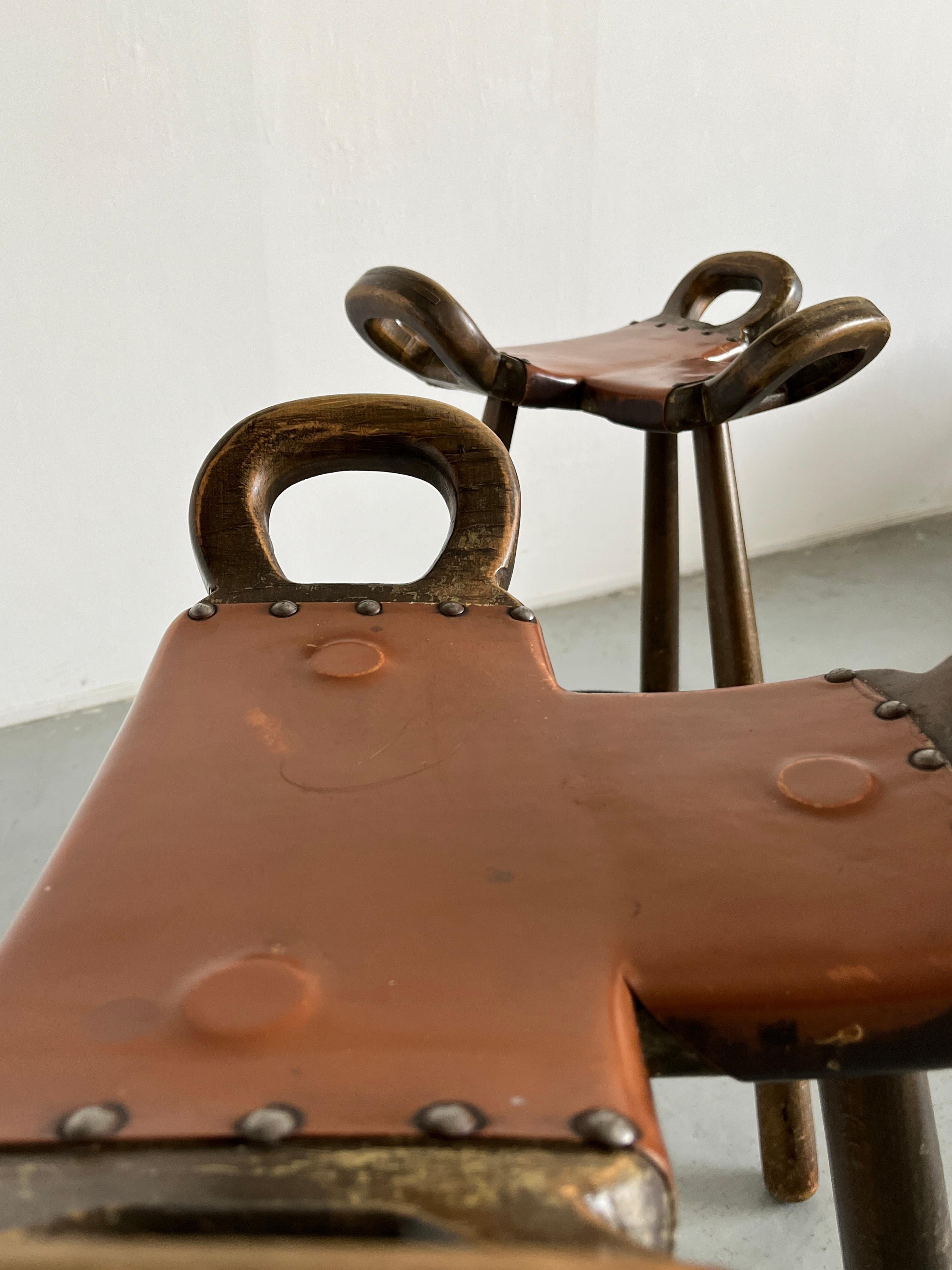 Pair of Spanish Brutalist Bar Stools 