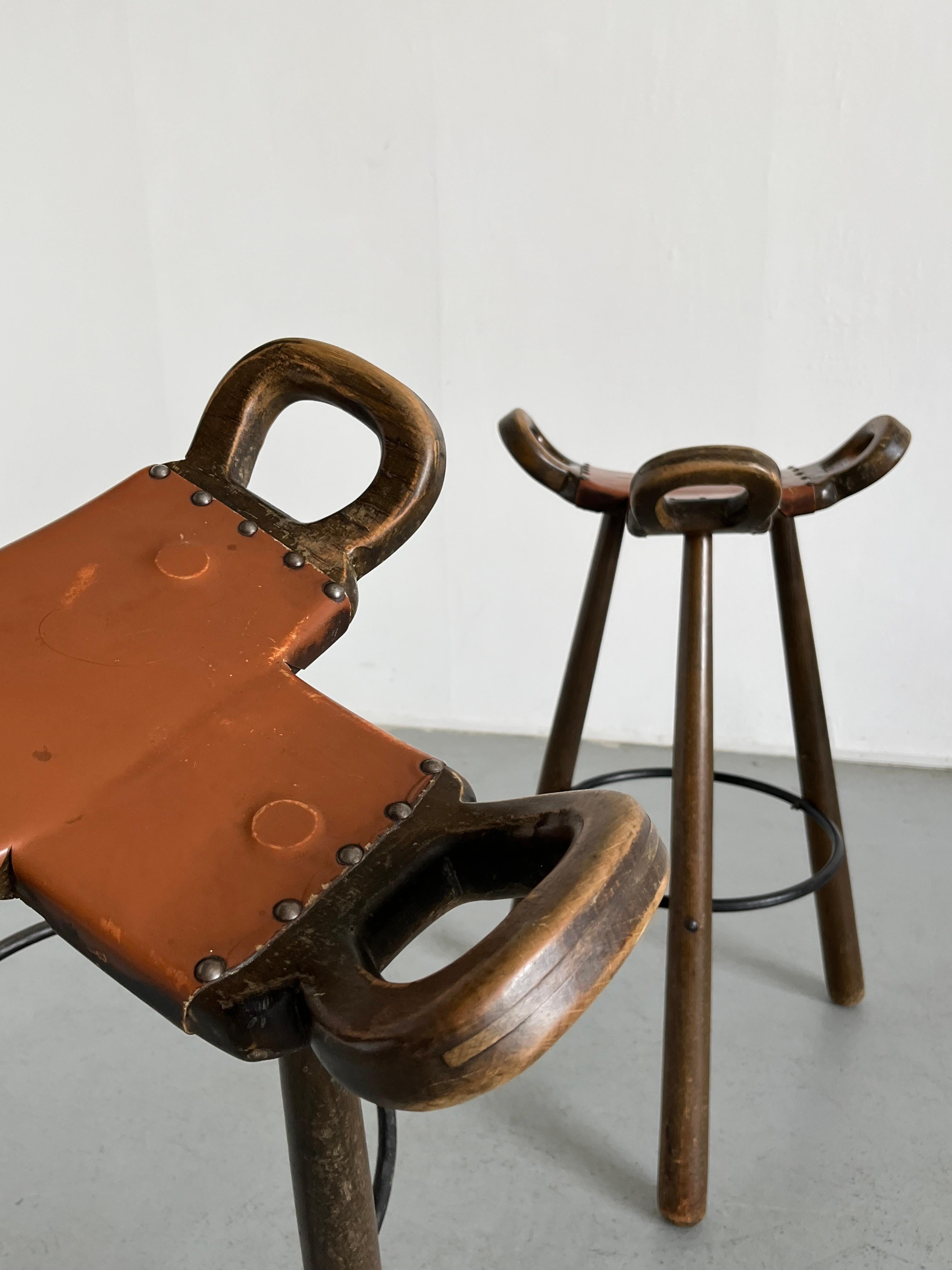Pair of Spanish Brutalist Bar Stools 