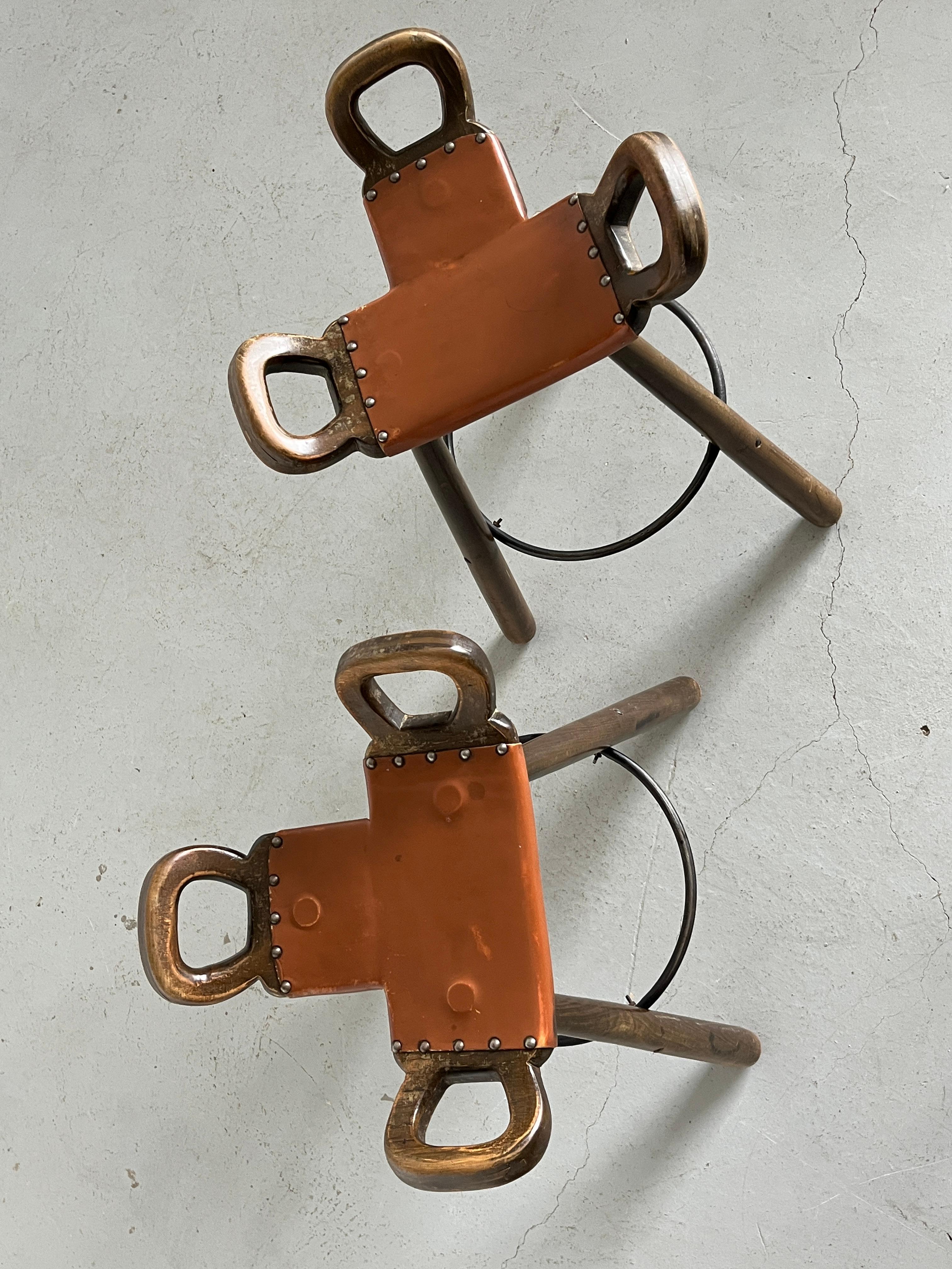 Pair of Spanish Brutalist Bar Stools 