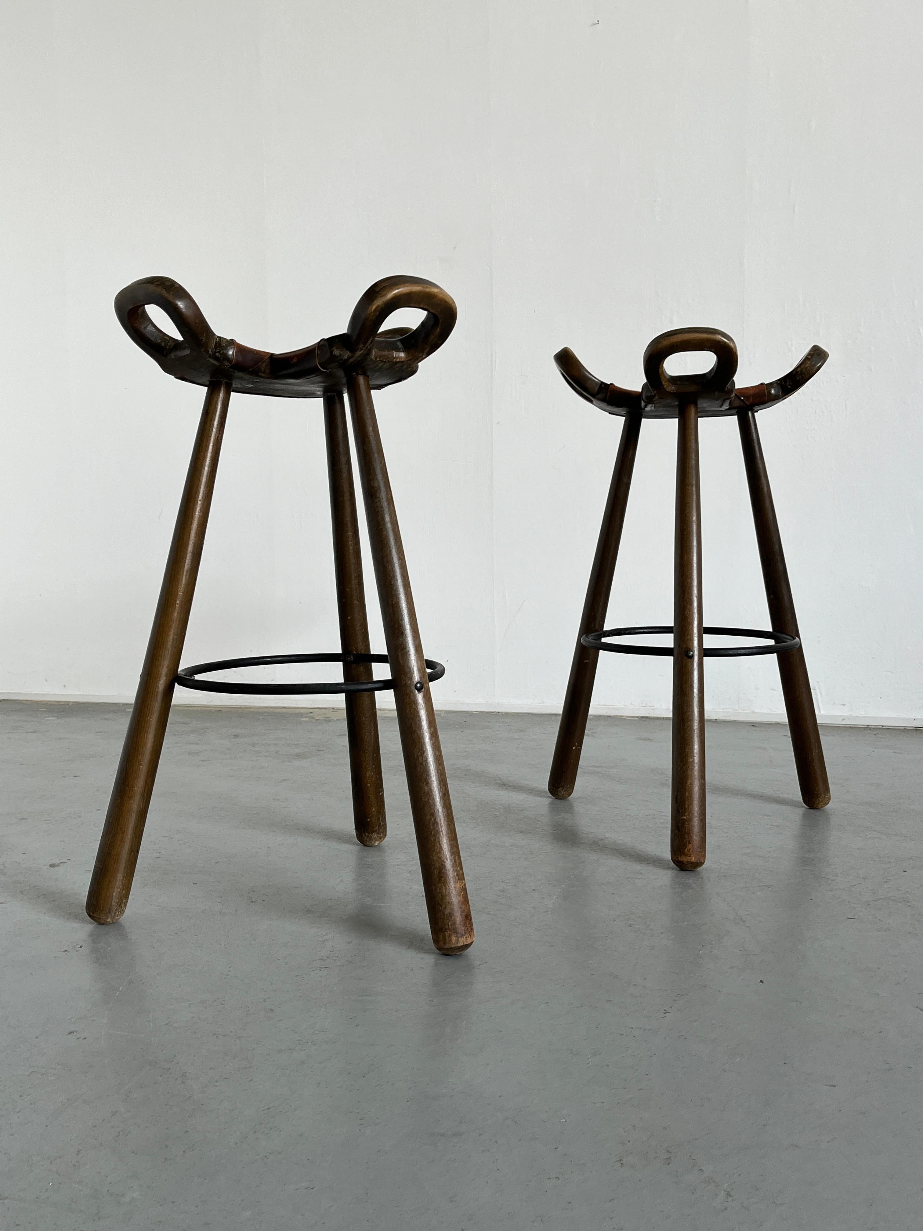 Pair of Spanish Brutalist Bar Stools 