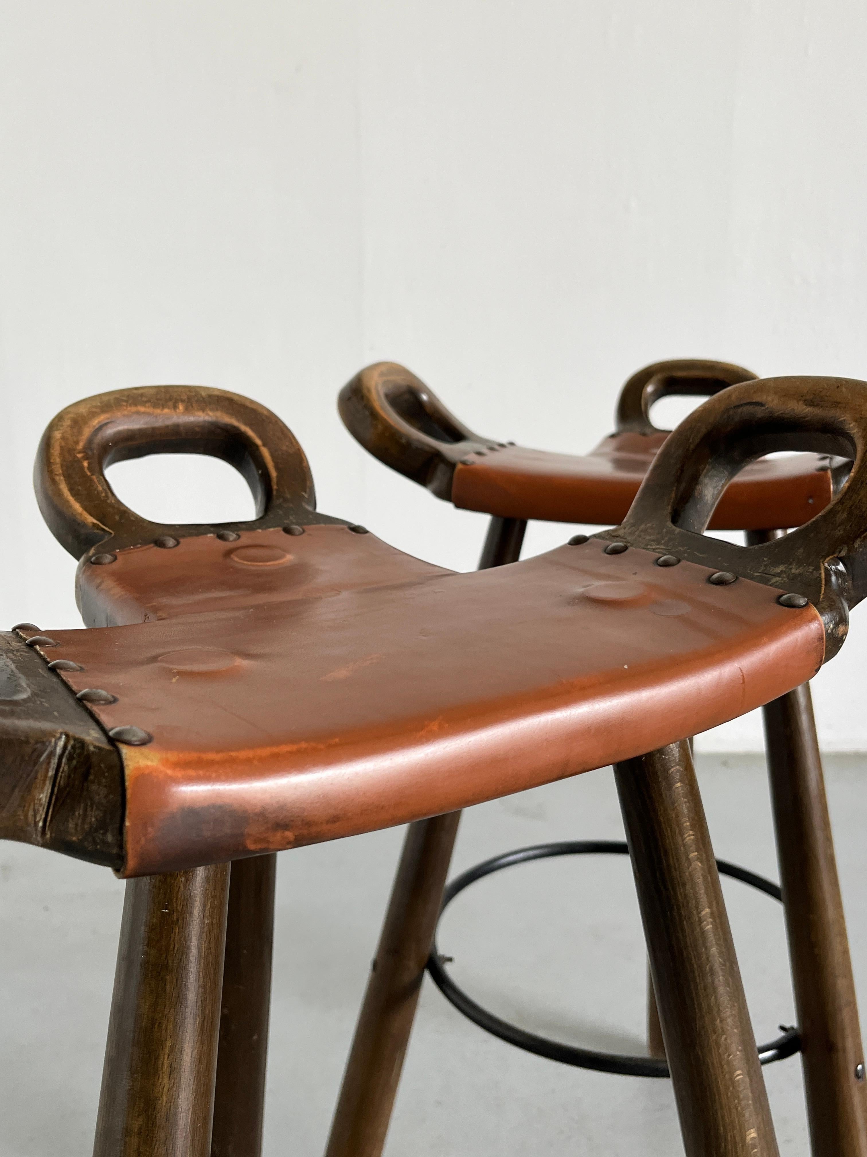 Pair of Spanish Brutalist Bar Stools 
