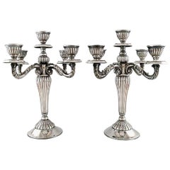 Pair of Spanish Candelabra in Silver, Early 20th Century