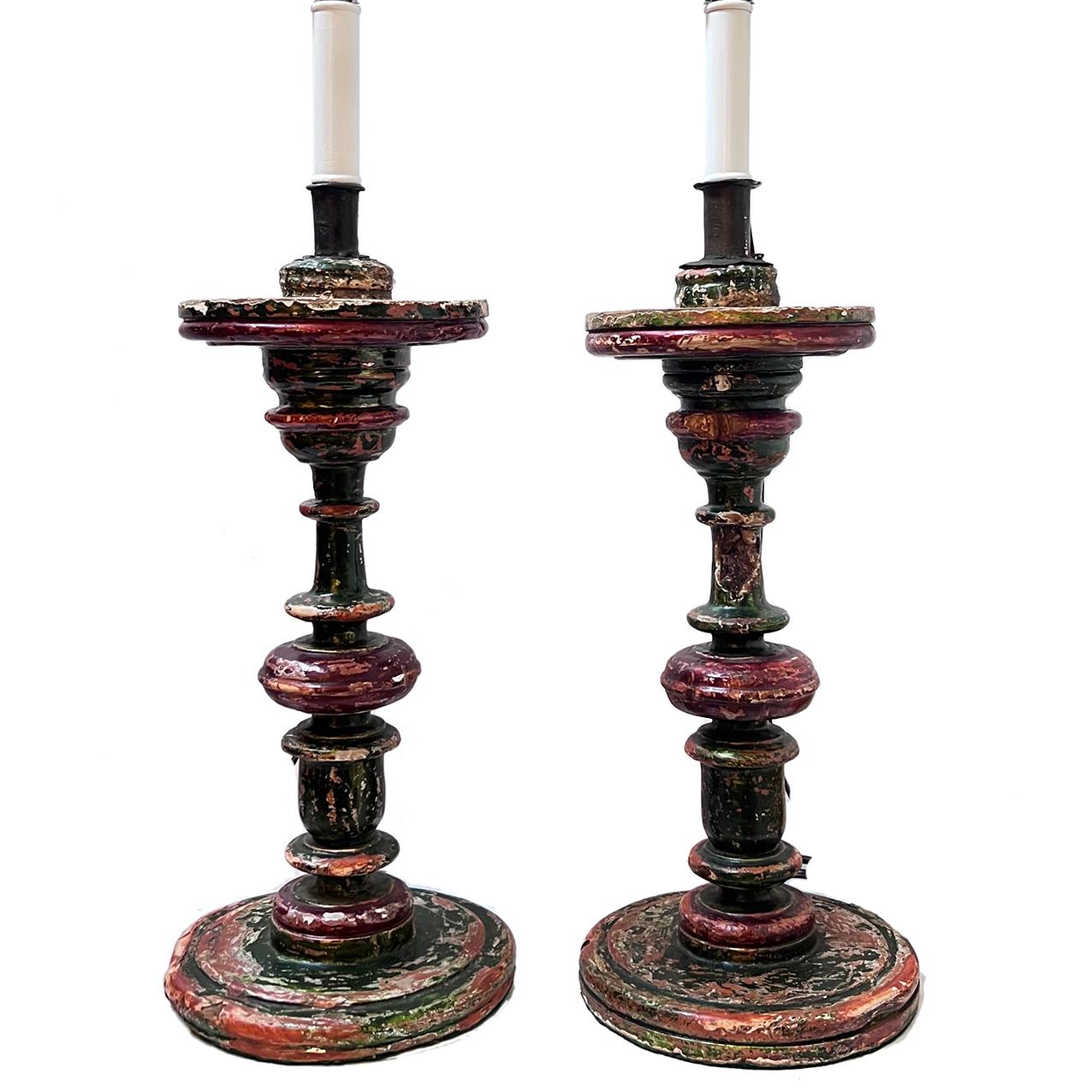 Early 20th Century Pair of Spanish Candlestick Lamps For Sale