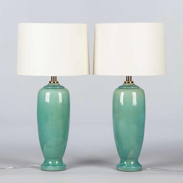 Pair of Spanish Ceramic Lamps by Acanto Division, 1960s at 1stDibs