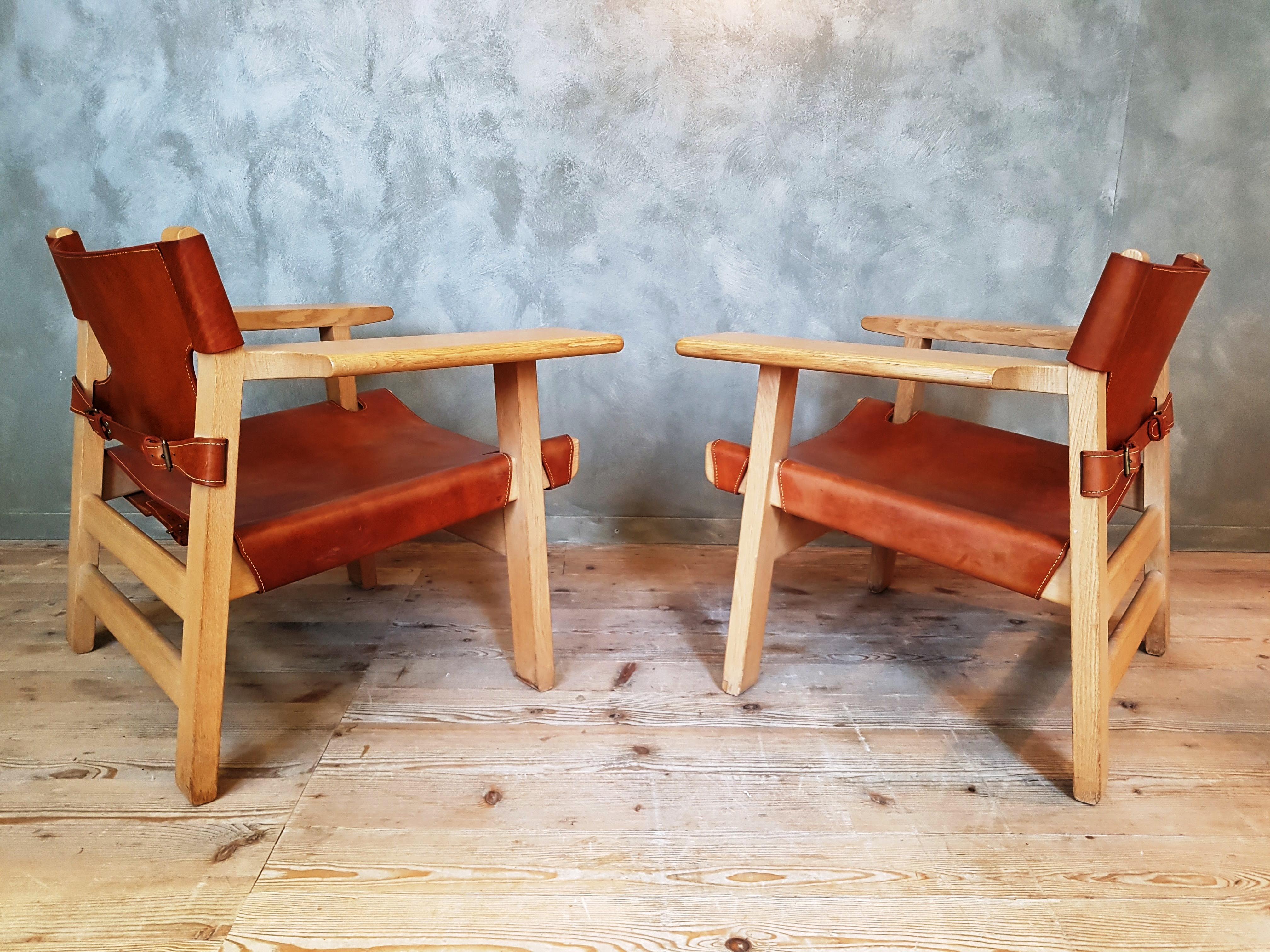 Pair of Spanish Chair by Børge Mogensen for Frederica, 1950s In Good Condition For Sale In cham, CH