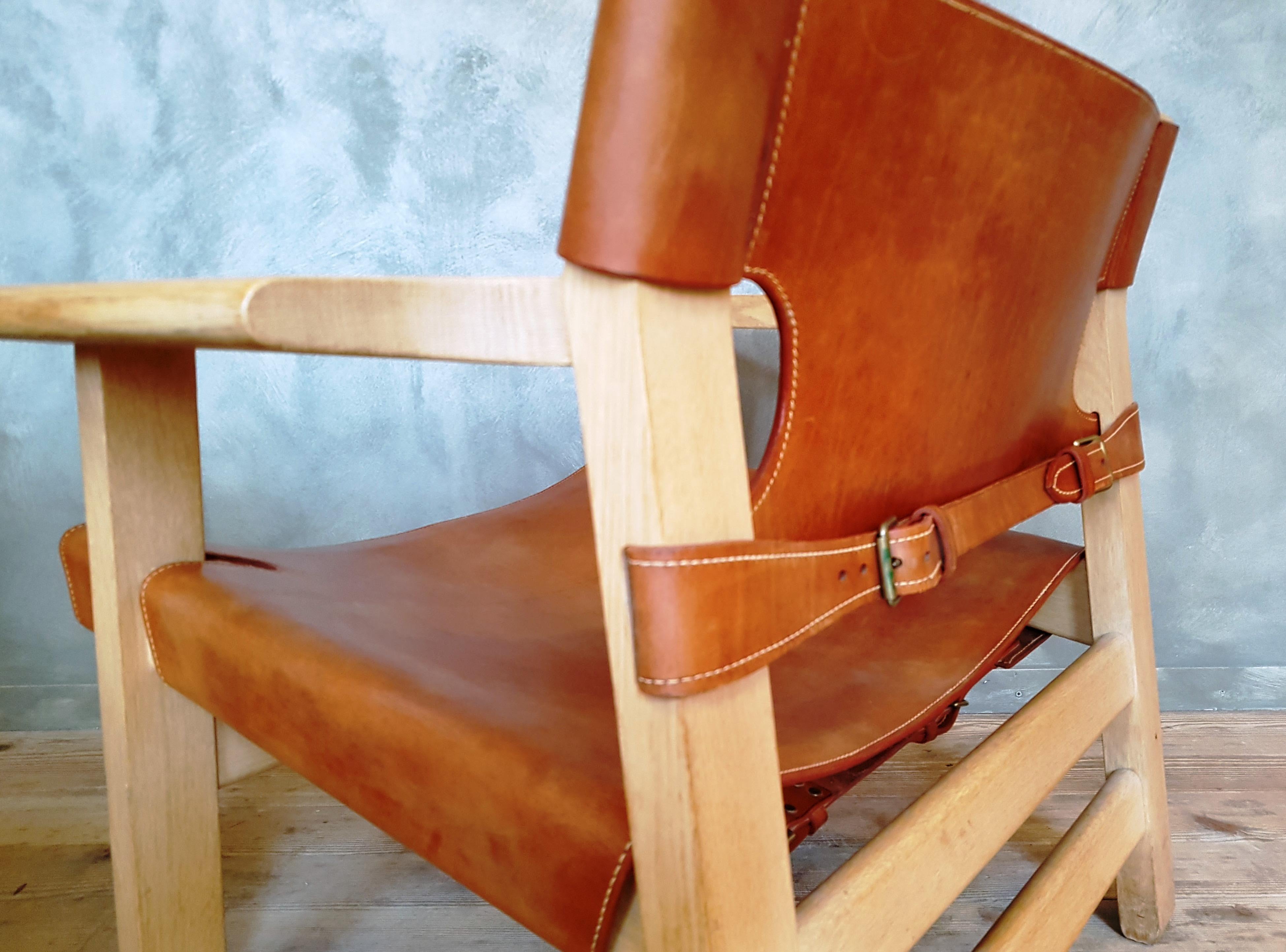 Leather Pair of Spanish Chair by Børge Mogensen for Frederica, 1950s For Sale