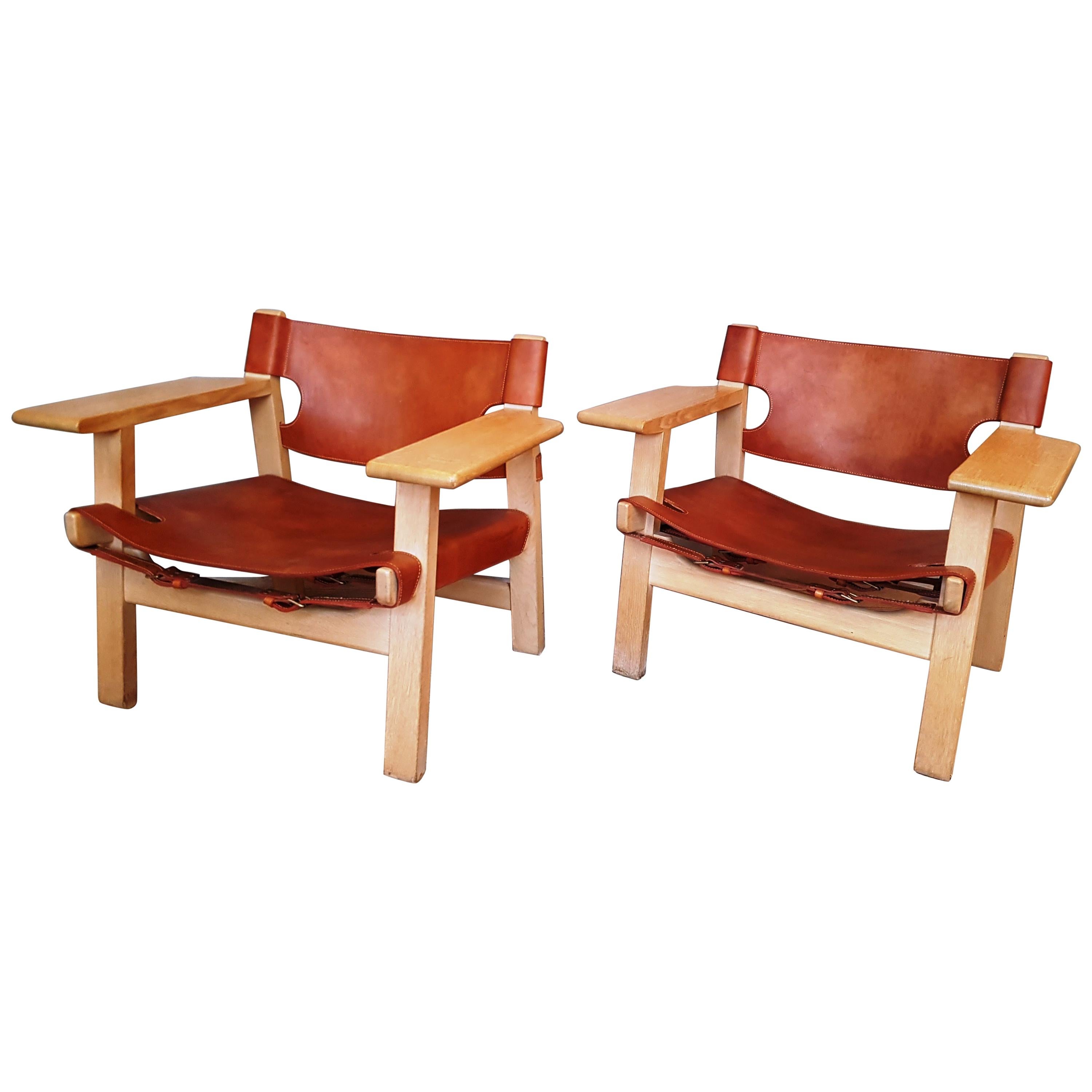 Pair of Spanish Chair by Børge Mogensen for Frederica, 1950s For Sale