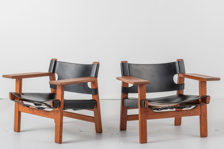 Mid-Century Modern Pair of Spanish Chairs by Børge Mogensen, 1960s For Sale