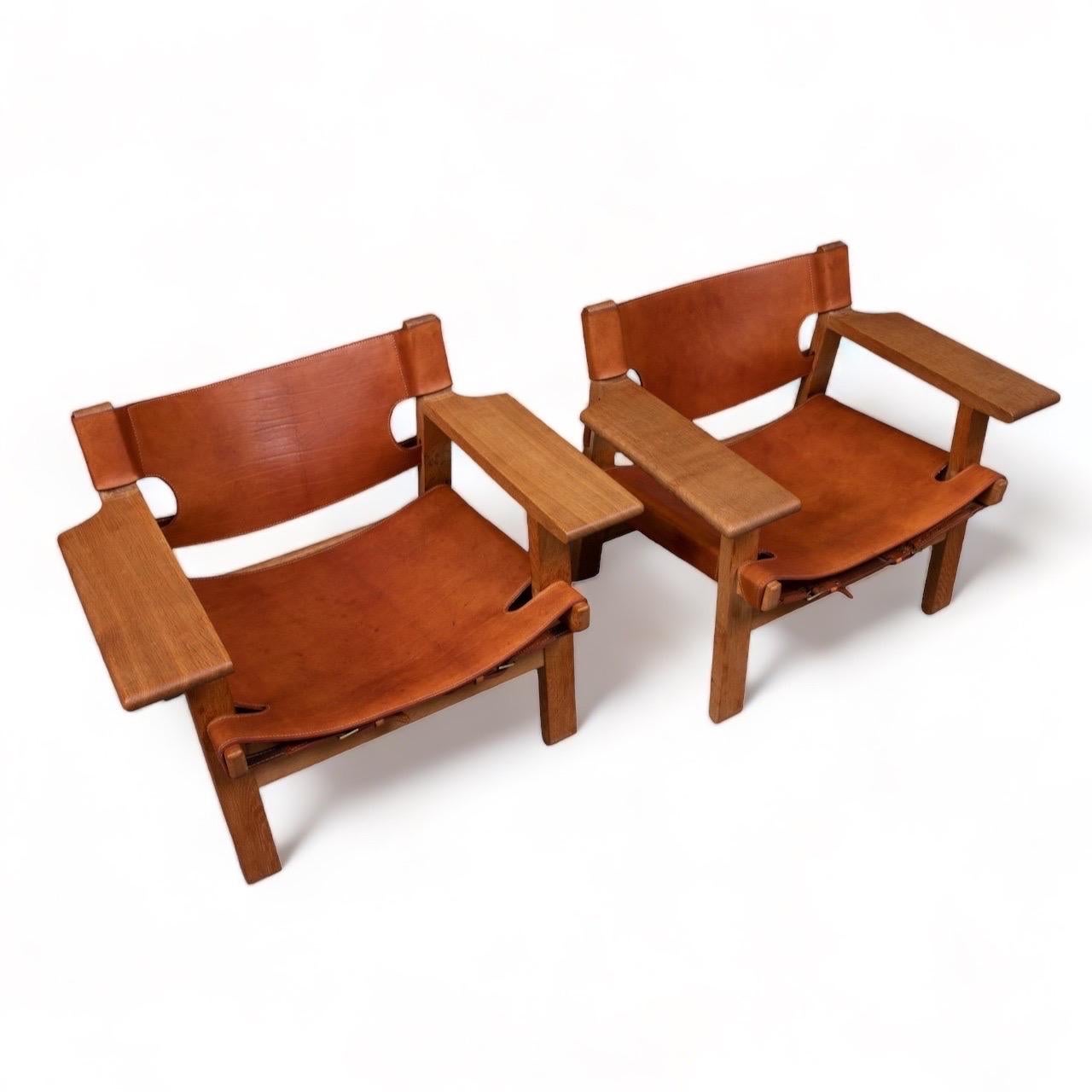 Danish Pair of Spanish Chairs by Børge Mogensen, 1960s For Sale