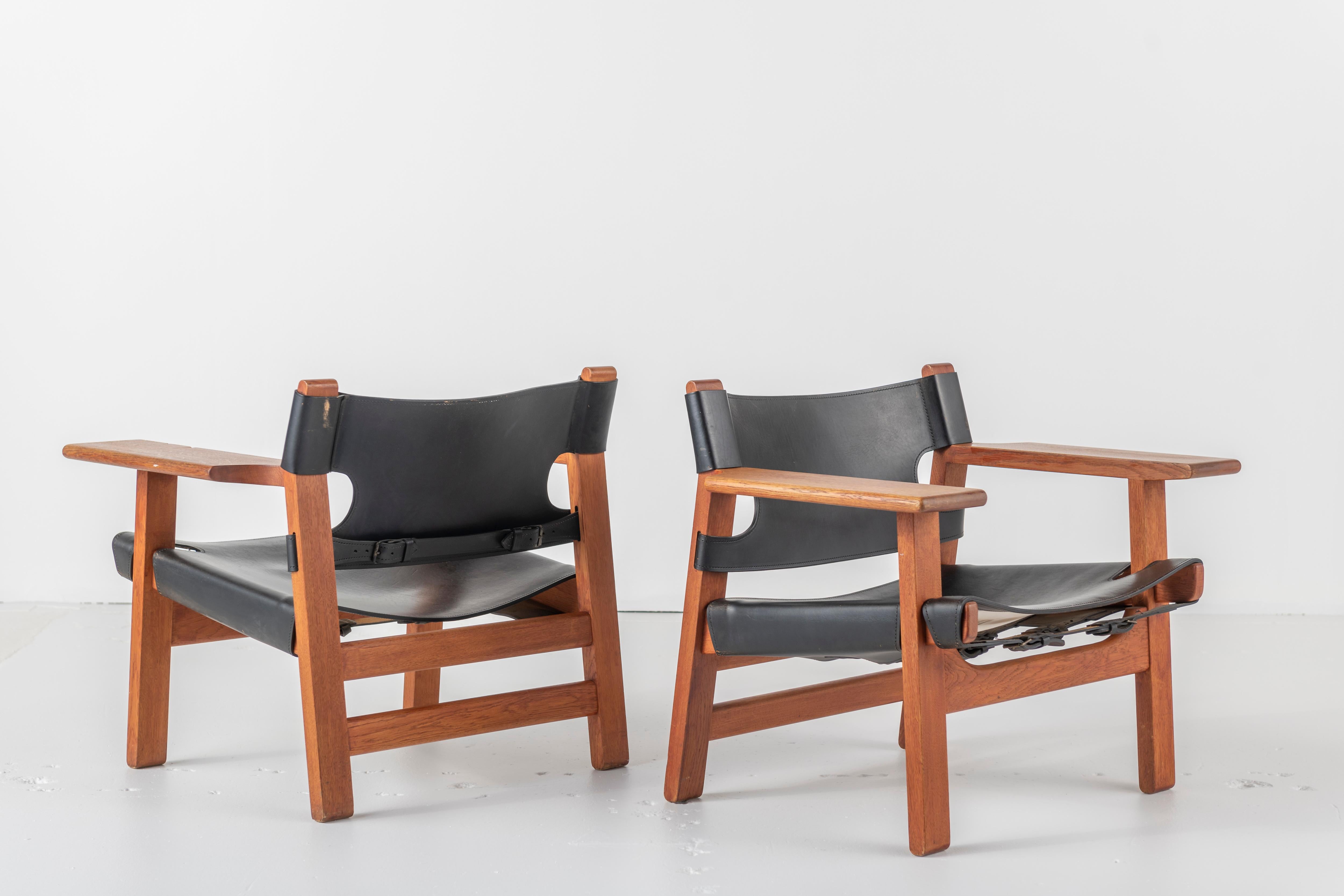 Danish Pair of Spanish Chairs by Børge Mogensen, 1960s