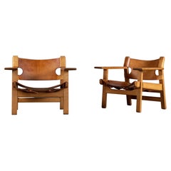 Vintage Pair of Spanish Chairs by Børge Mogensen, 1960s