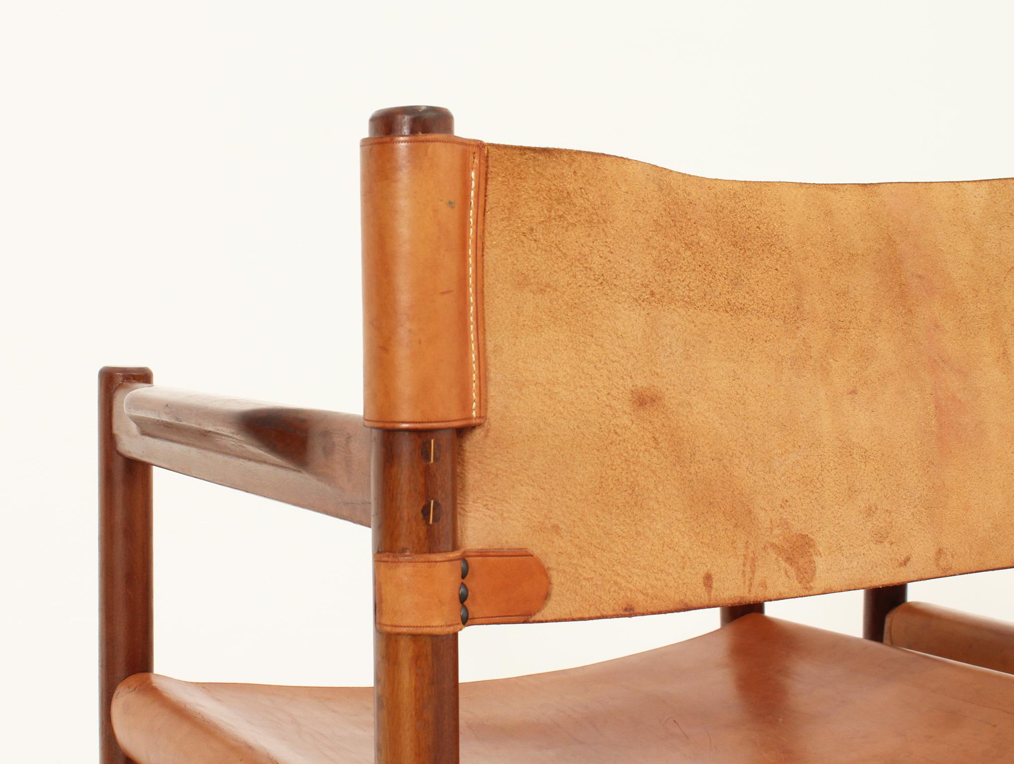 Pair of Spanish Chairs in Cognac Leather, Spain, 1960's 7