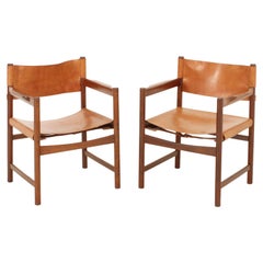 Pair of Spanish Chairs in Cognac Leather, Spain, 1960's