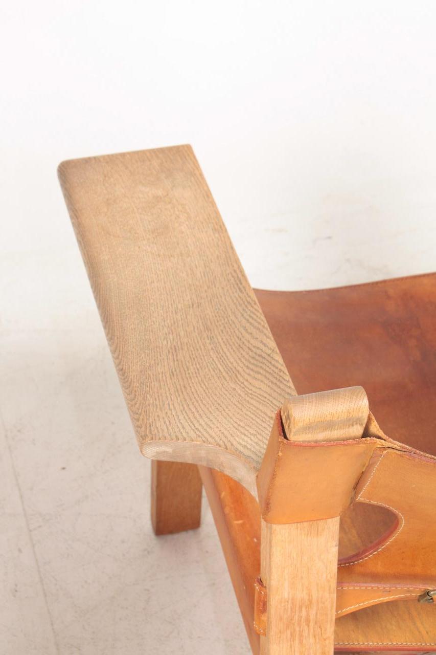 Pair of Spanish Chairs in Patinated Leather and Oak by Børge Mogensen, 1950s 4