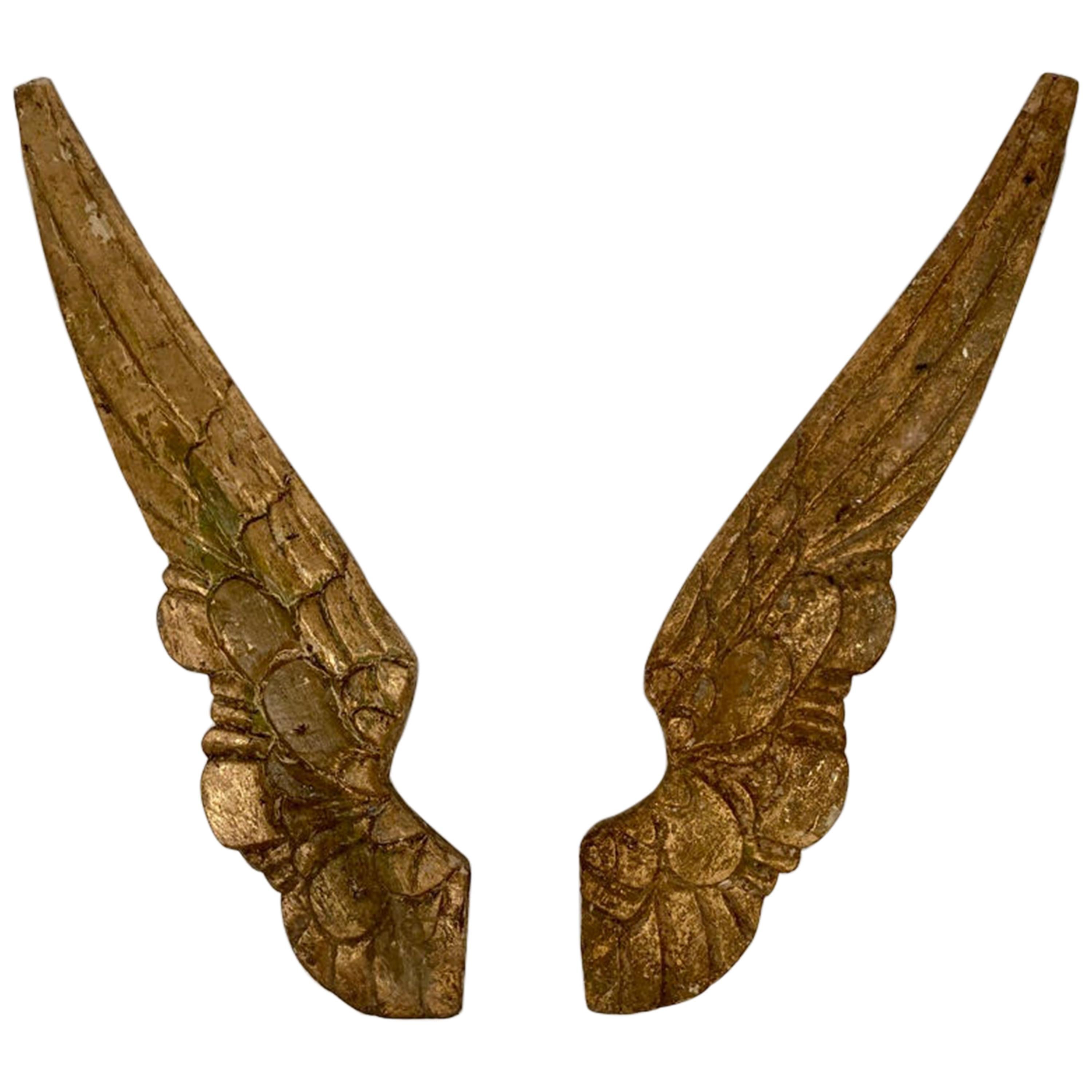 Pair of Spanish Colonial Carved Giltwood Angel Wings at 1stDibs