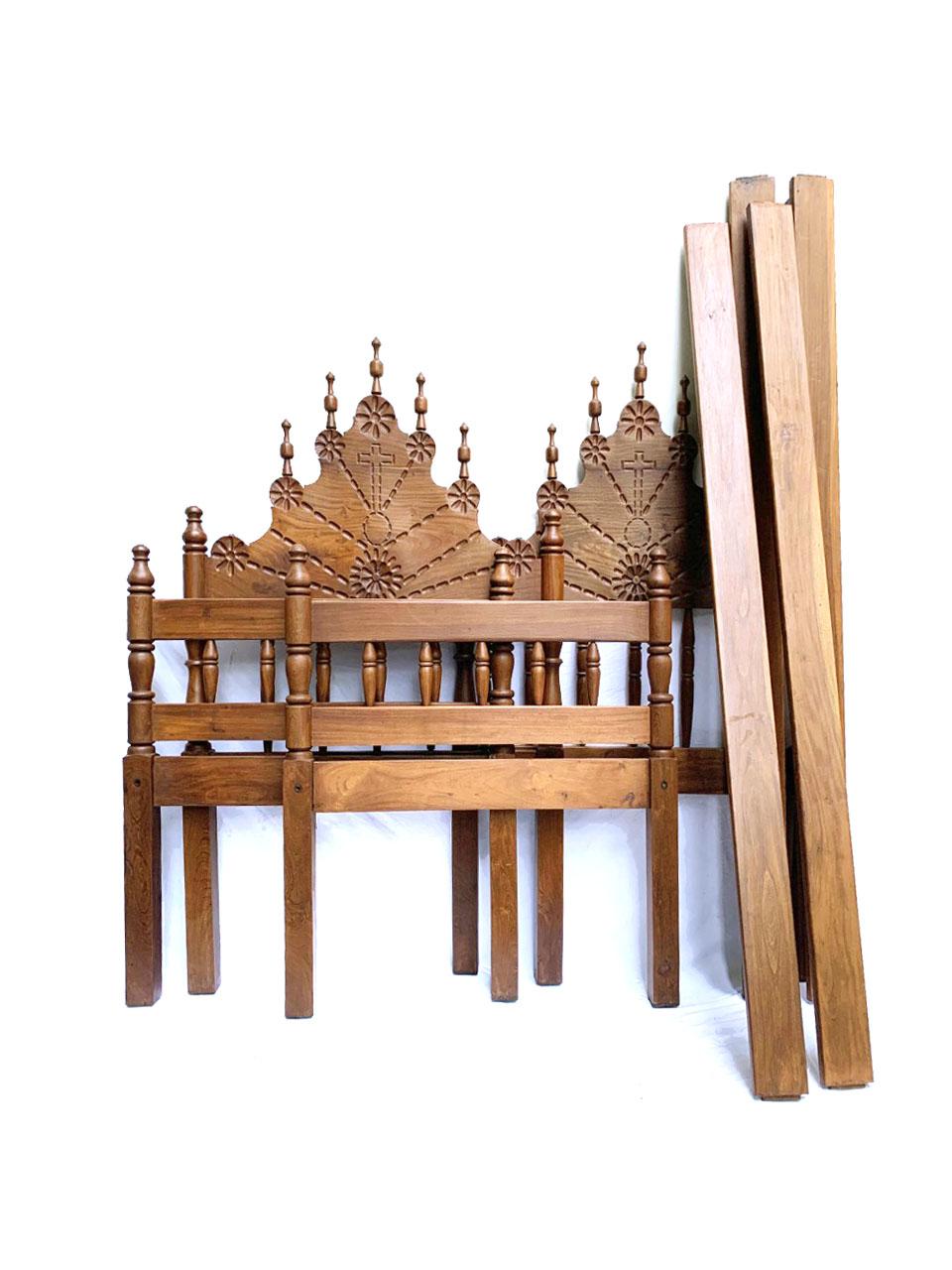 Hand-Carved Pair of Spanish Colonial Revival Beds - Circa 1930 For Sale