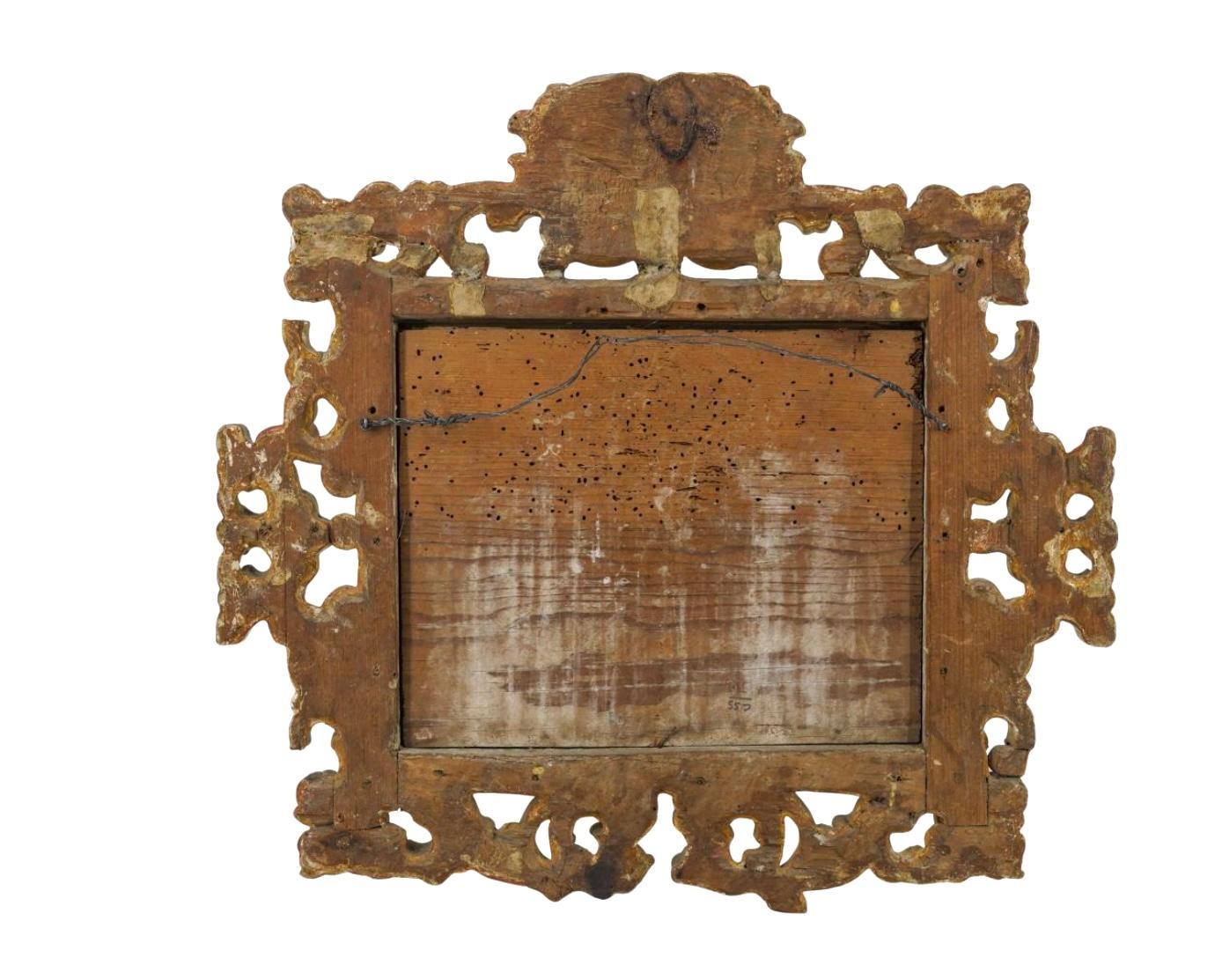 Zwei gerahmte Gemälde der spanischen Kolonialschule mit umgekehrtem Glas im Angebot 6