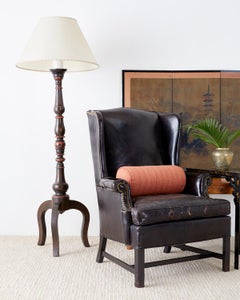 Pair of Spanish Colonial Style Wooden Candlestick Floor Lamps