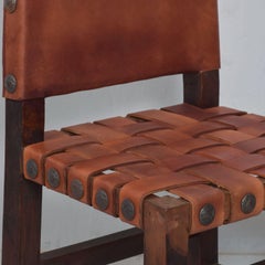 SPANISH Colonial TALL Wood Chairs Woven Saddle Leather style Luis BARRAGAN