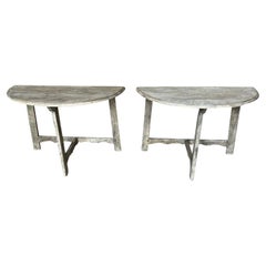 Pair Of Spanish Demi Lune Console Tables
