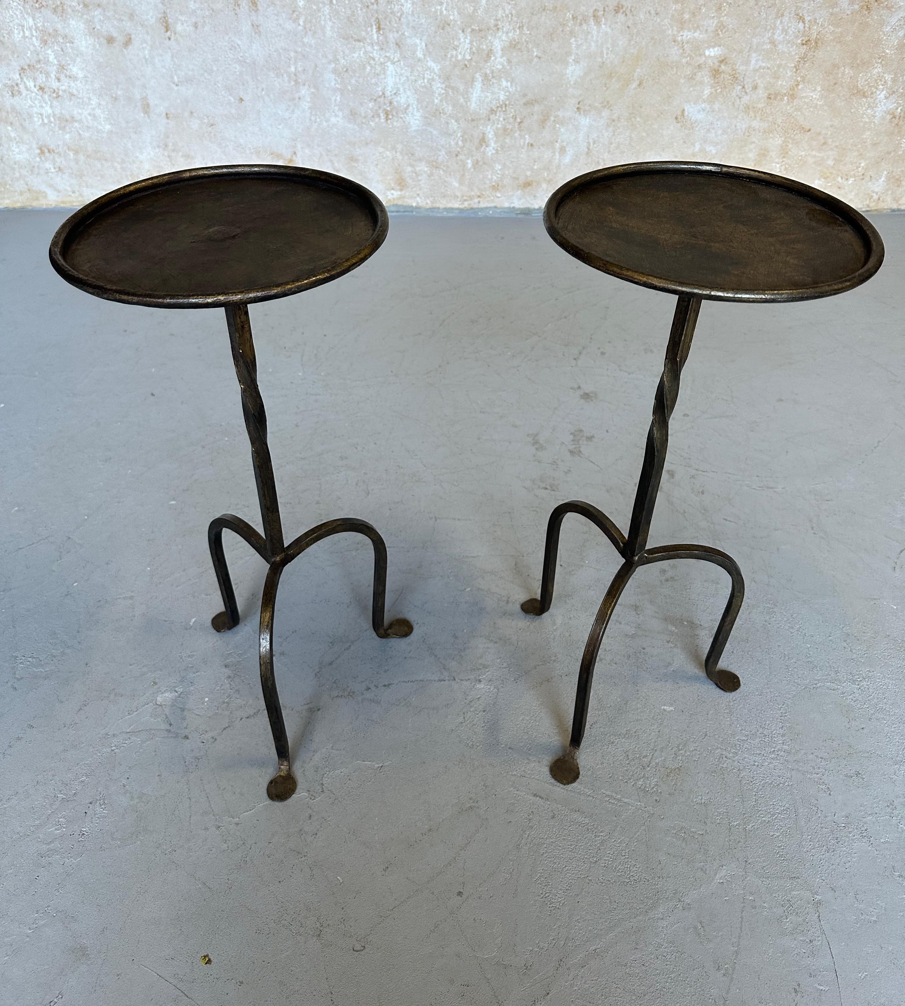 Pair of Spanish  Drinks Table with Twisted Stems Legs 10