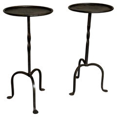 Pair of Spanish  Drinks Table with Twisted Stems Legs