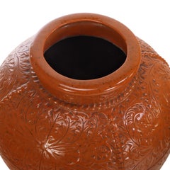 Pair of Spanish Earthenware Pots on Wrought Iron Bases, C. 1940