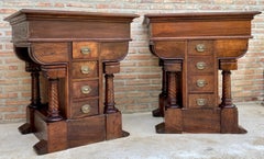 Pair of Spanish Empire Revival Console Tables with Spiral Columns, 1890s